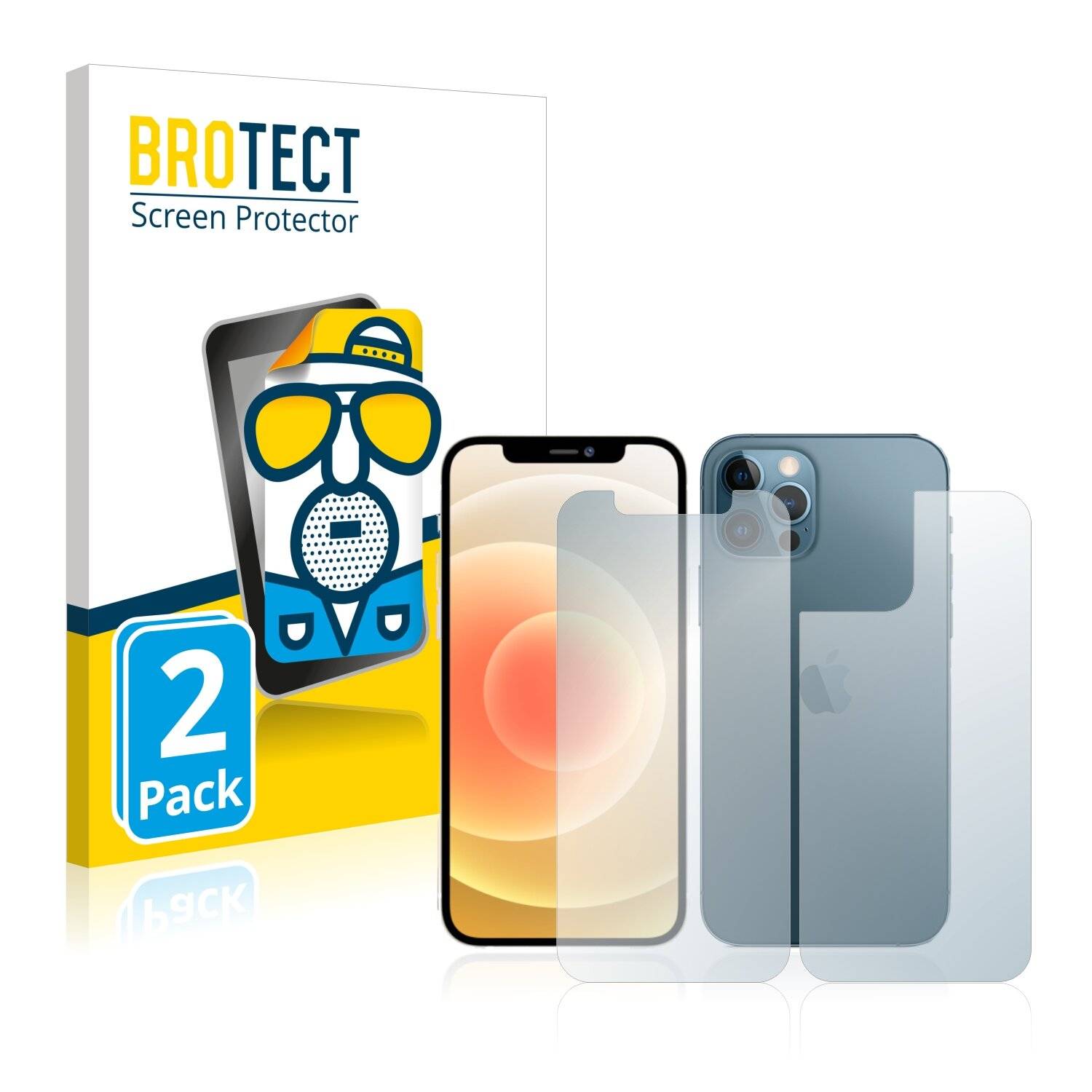 2x BROTECT Matte Displayschutzfolie für Apple iPhone 12 Pro (Vorder + Rückseite) -