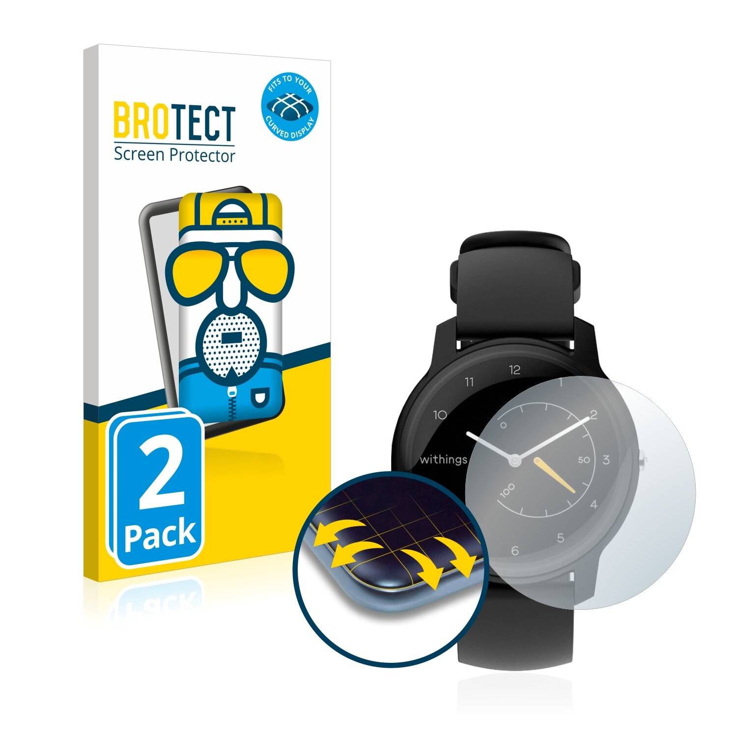 2x BROTECT Flex Matte Full-Cover Displayschutzfolie für Withings Move