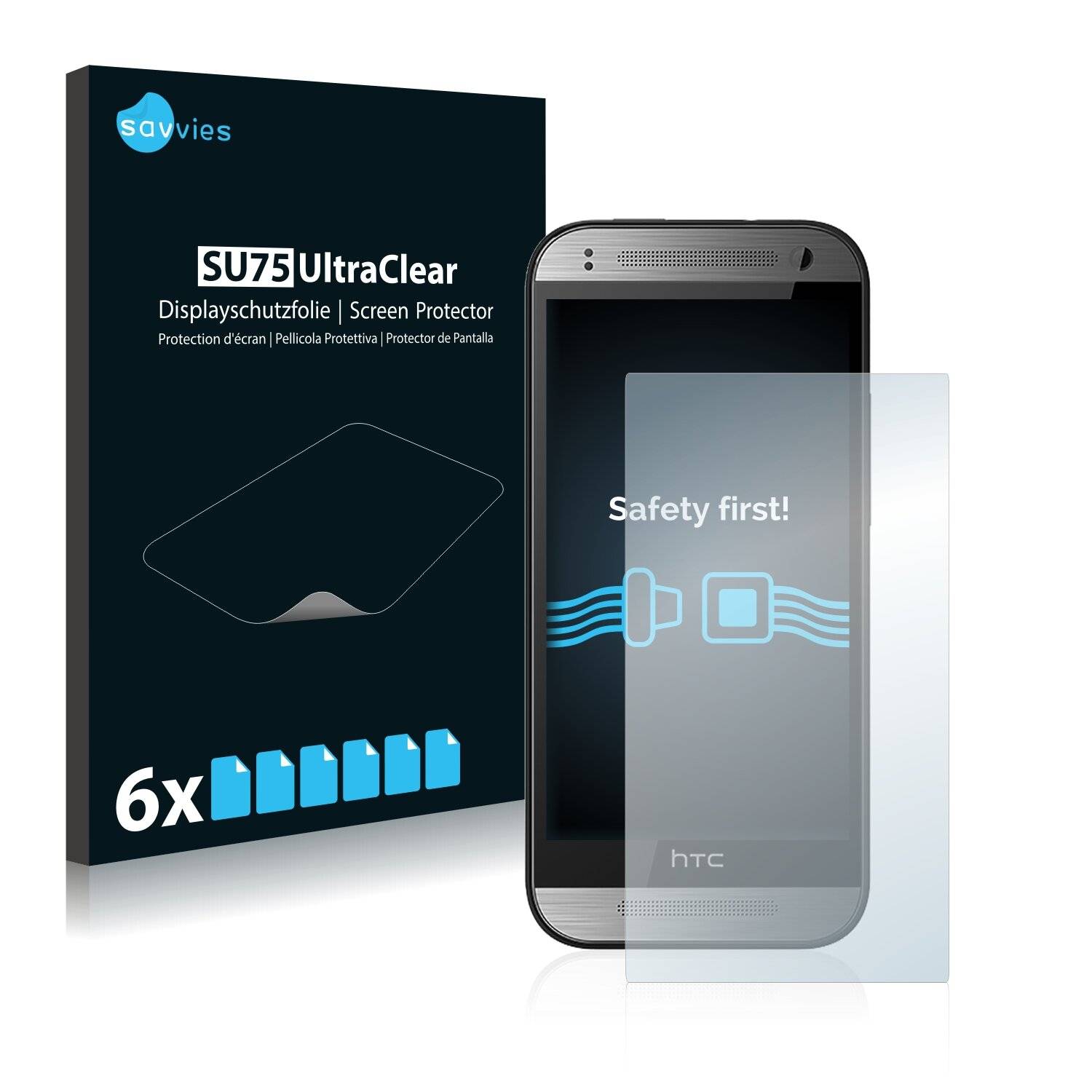 6x Savvies SU75 Displayschutzfolie für HTC One