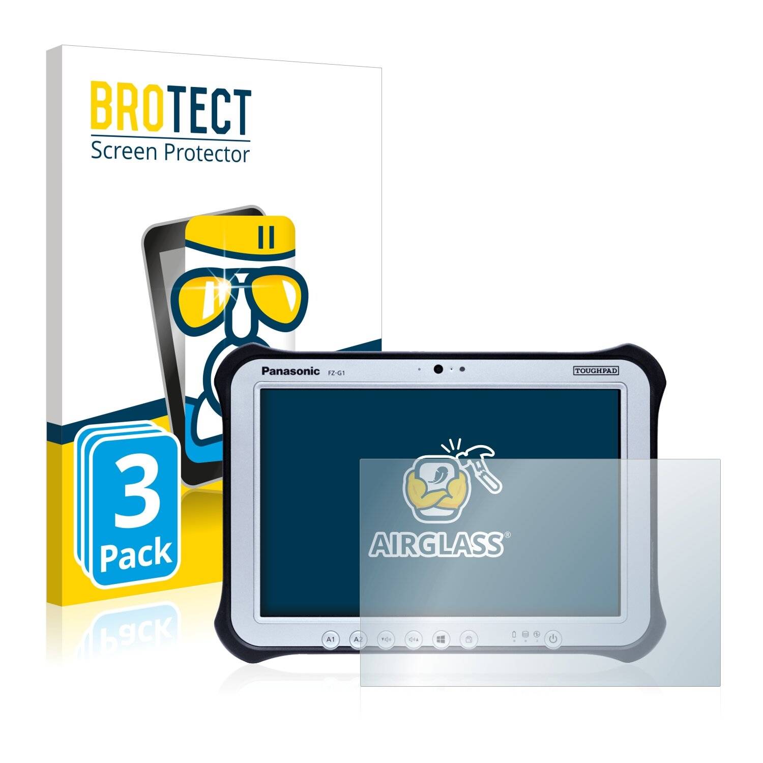 3x BROTECT AirGlass Schutzglas Folie für Panasonic Toughbook