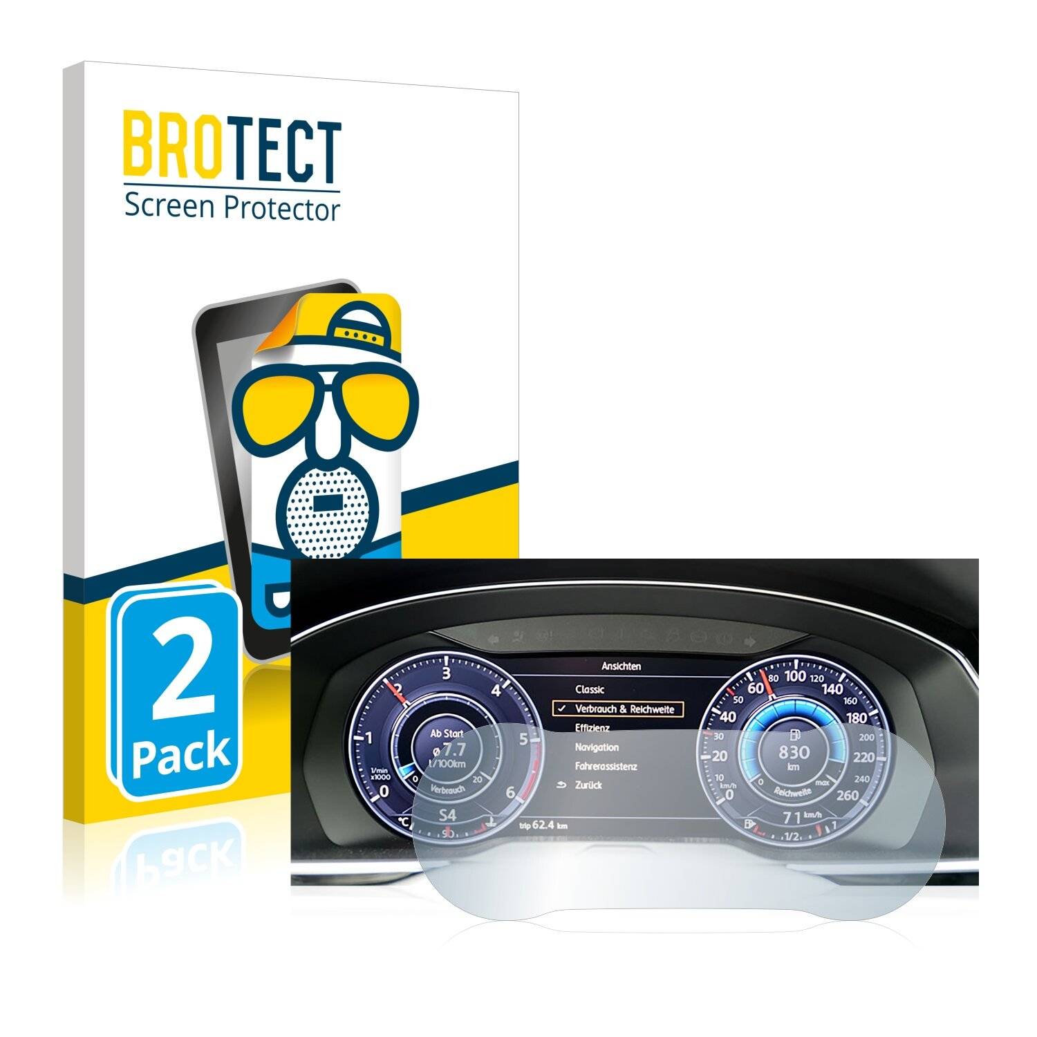 2x BROTECT Matte Displayschutzfolie für Volkswagen Golf 7 Variant 2018 Active Info Chockpit
