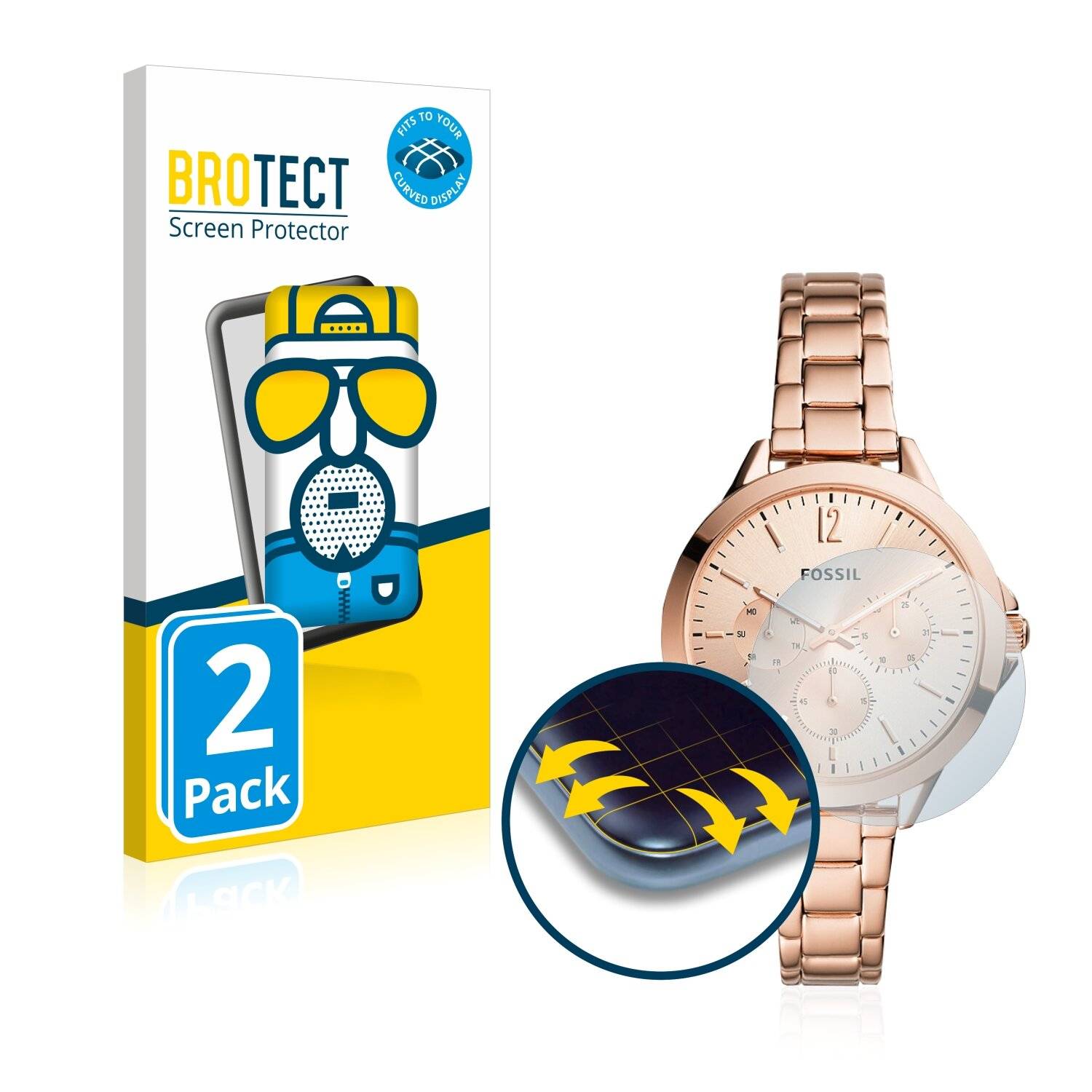 2x BROTECT Flex Matte Full-Cover Displayschutzfolie für Fossil Hybrid