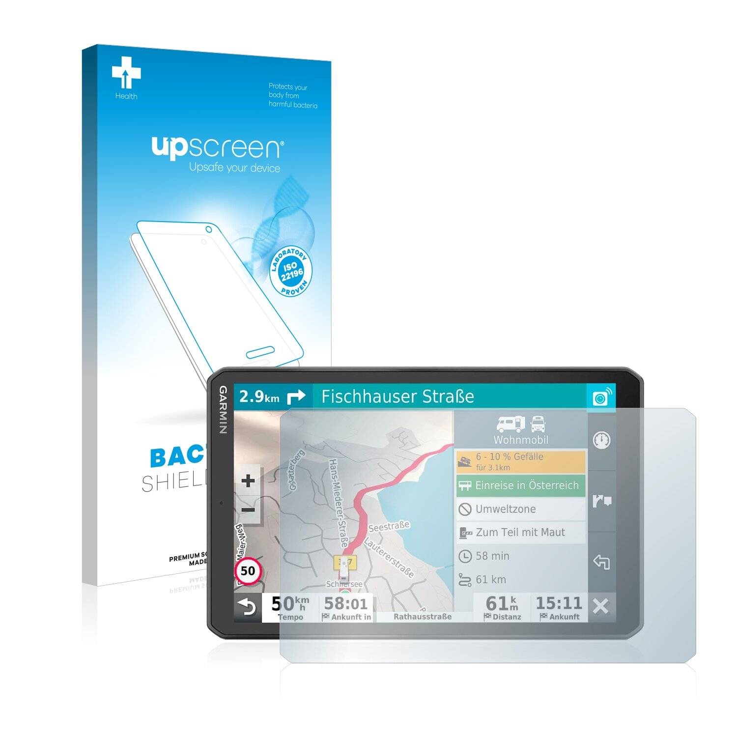 upscreen Bacteria Shield Clear Premium Antibakterielle Displayschutzfolie für Garmin Camper