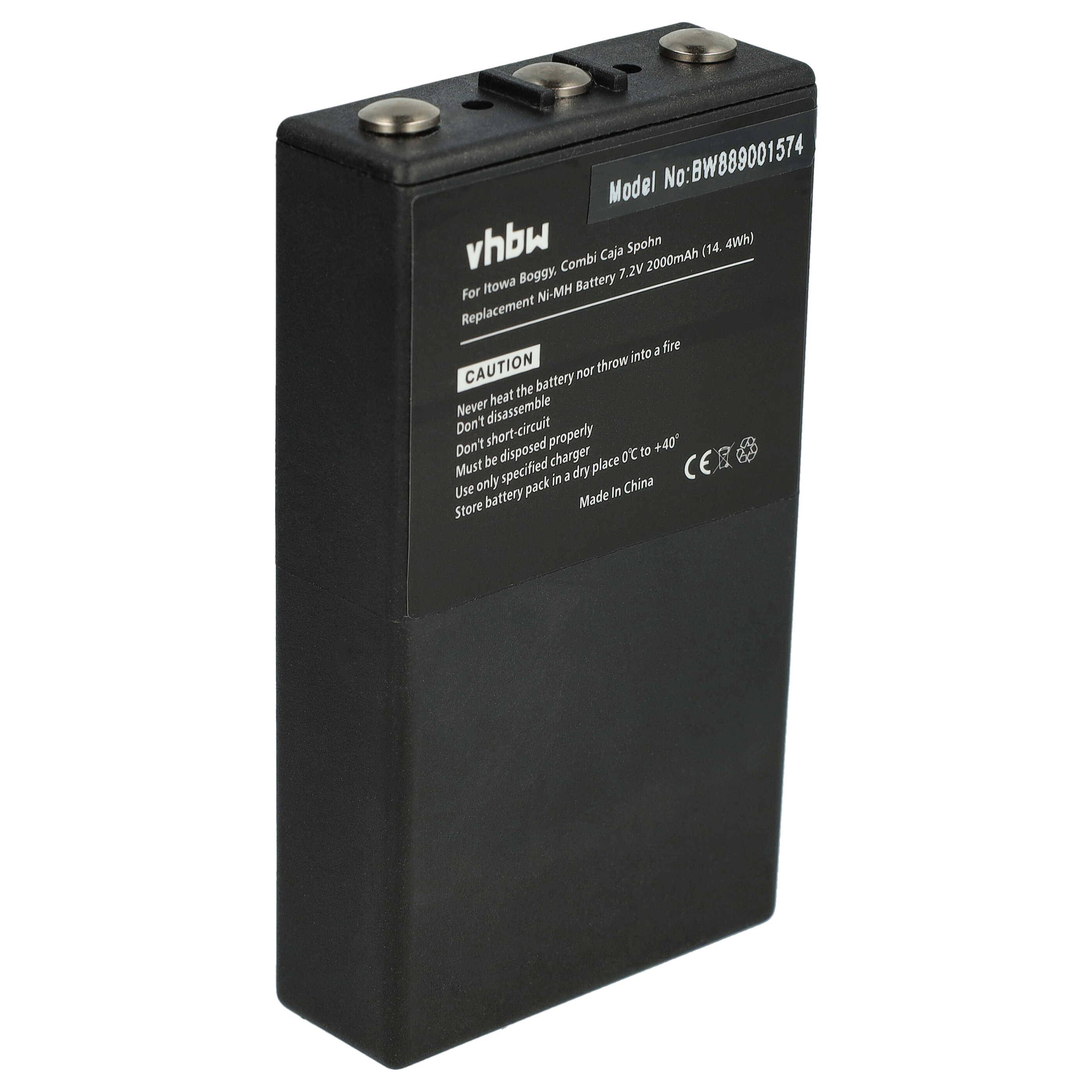 vhbw Akku kompatibel mit Itowa Combi Caja Spohn, Boggy Industrie-Funkfernsteuerung Fernbedienung (2000 mAh, 7,2 V, NiMH) - Schwarz
