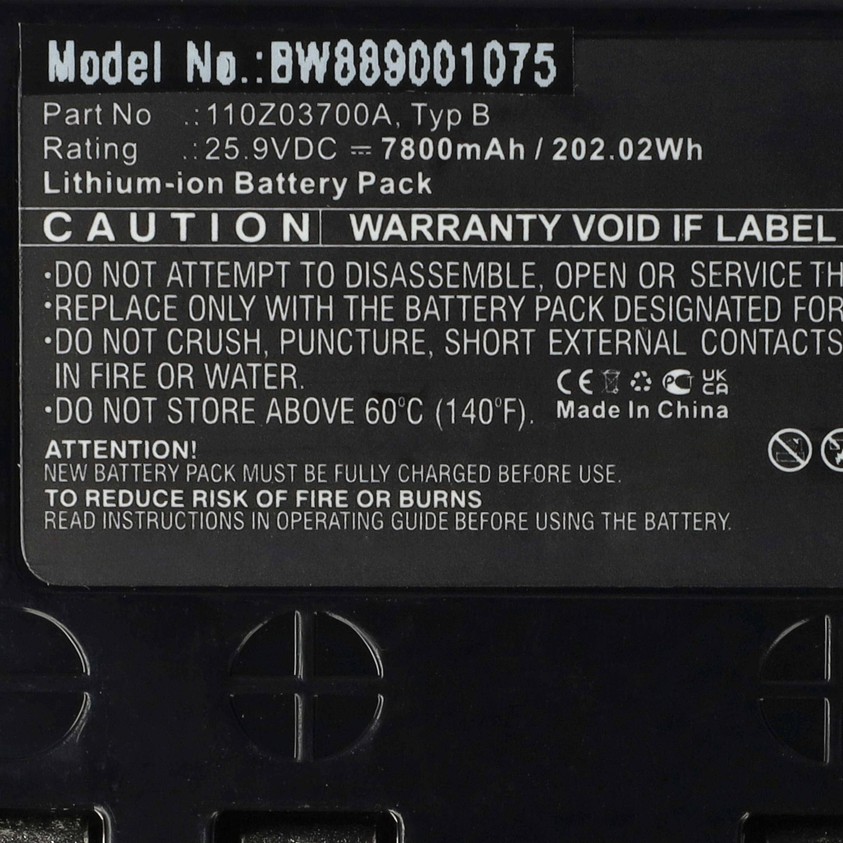 vhbw Akku kompatibel mit Lawnbott Lb3210, Lb3250, LB3210 evolution k, Lb3510 Ka, Lb3510 Rasenroboter Rasenmäher (7800mAh 25,9V Li-Ion)