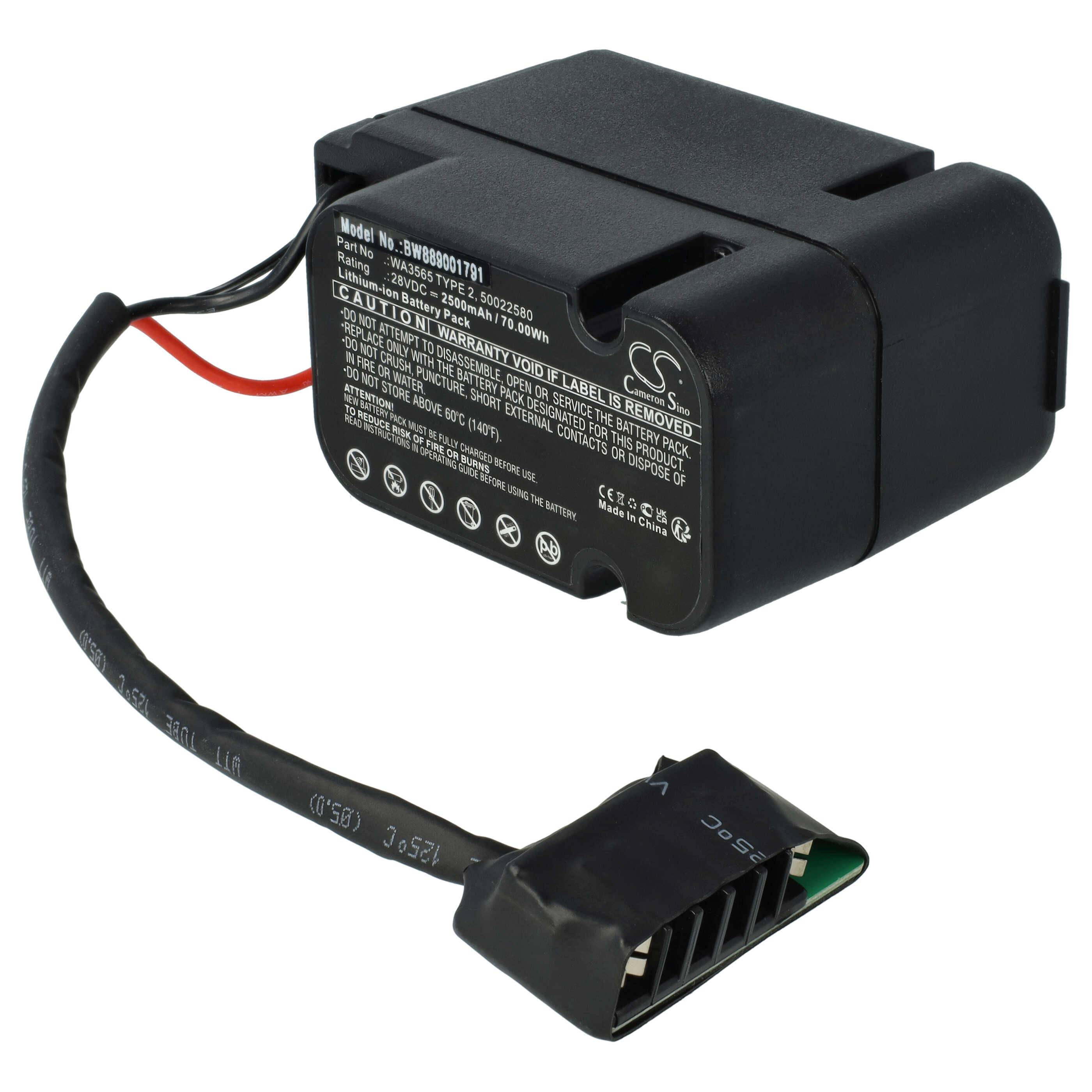vhbw Akku kompatibel mit Worx Landroid WG795E, Wg795e Typ 2 Rasenmäher (2500mAh, 28V, Li-Ion)
