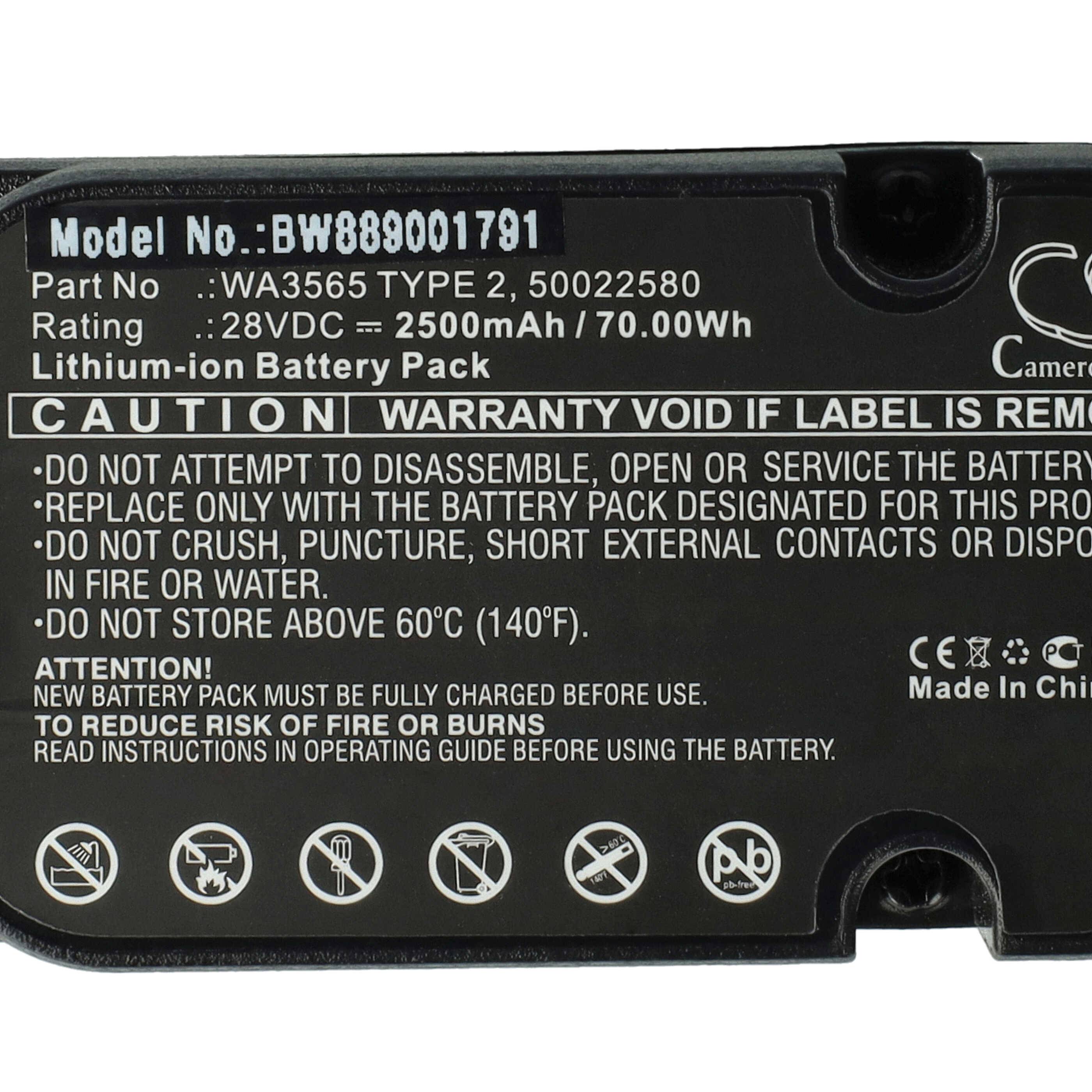 vhbw Akku kompatibel mit Worx Landroid WG795E, Wg795e Typ 2 Rasenmäher (2500mAh, 28V, Li-Ion)