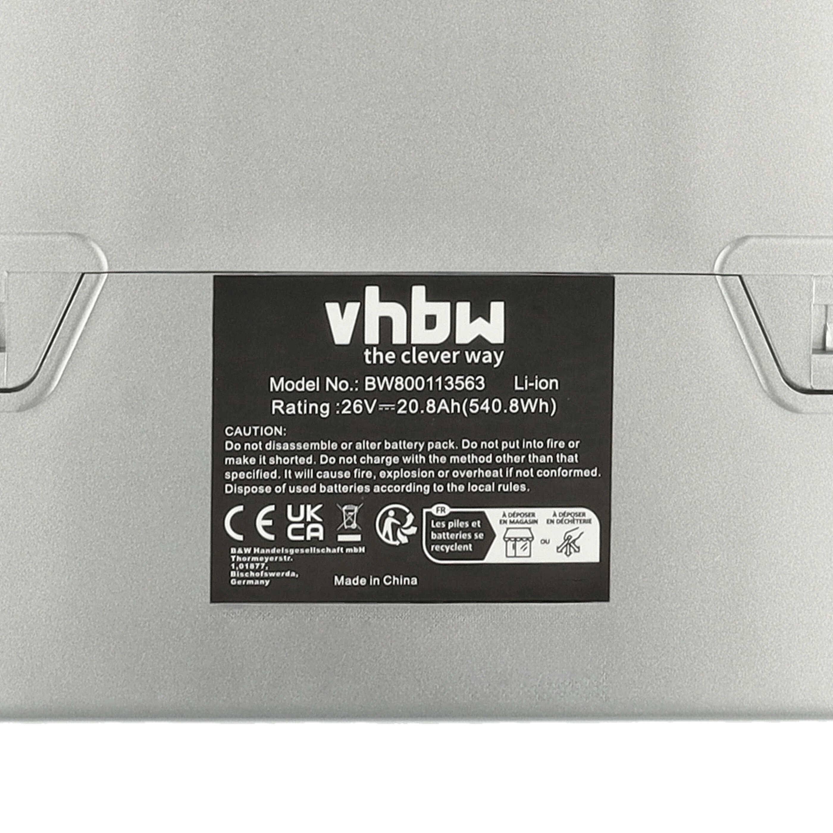 vhbw Akku kompatibel mit Panasonic Flyer C4 Premium, C5 Deluxe, C5, C7+, C5 Premium, C8, C6 E-Bike (20,8 Ah, 25,2 V, Li-Ion) - Silber