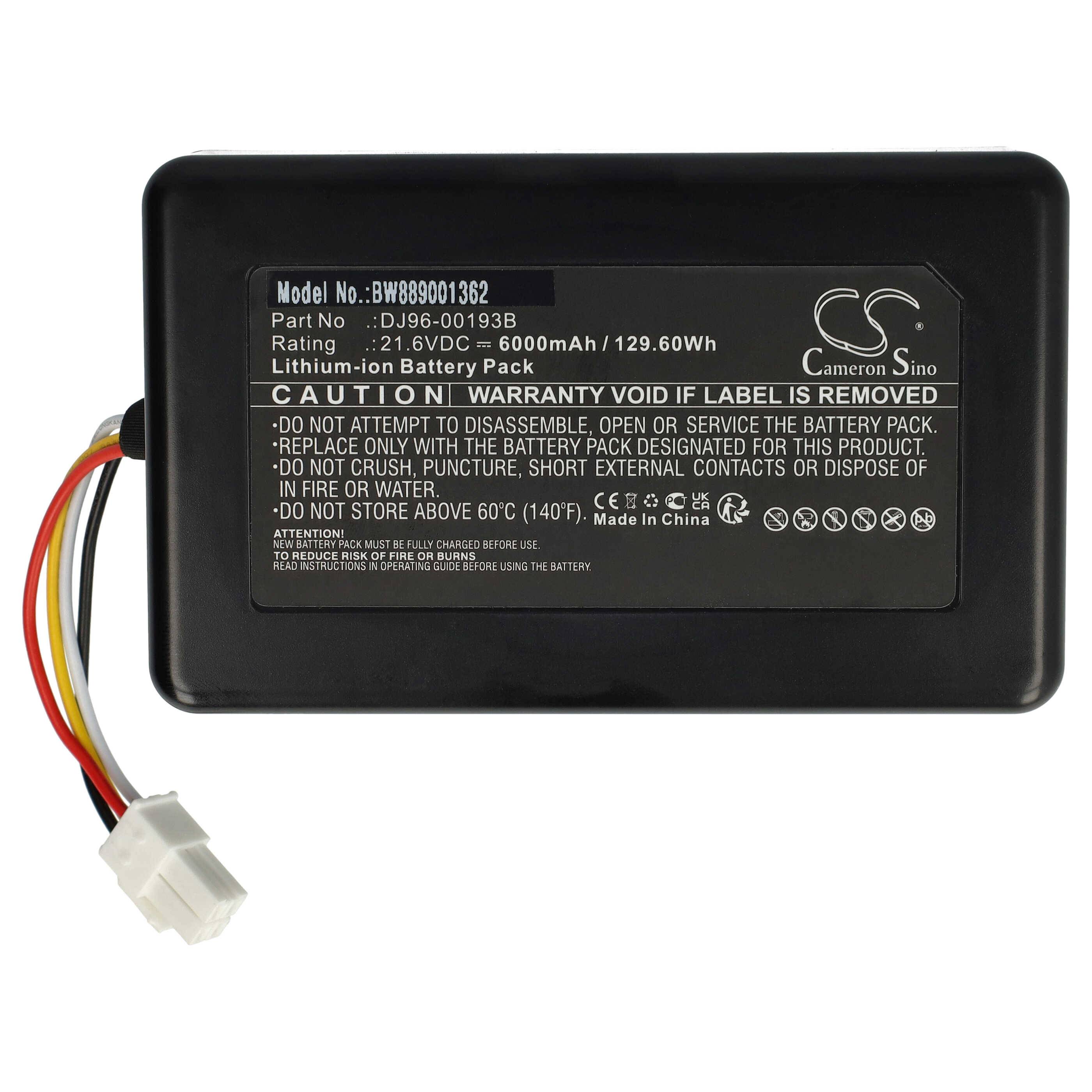 vhbw 1x Akku kompatibel mit Samsung Powerbot R7040, R7090, R7070, SR20J9259U, R7065, SU20J9259U Staubsauger (6000 mAh, 21,6 V, Li-Ion)