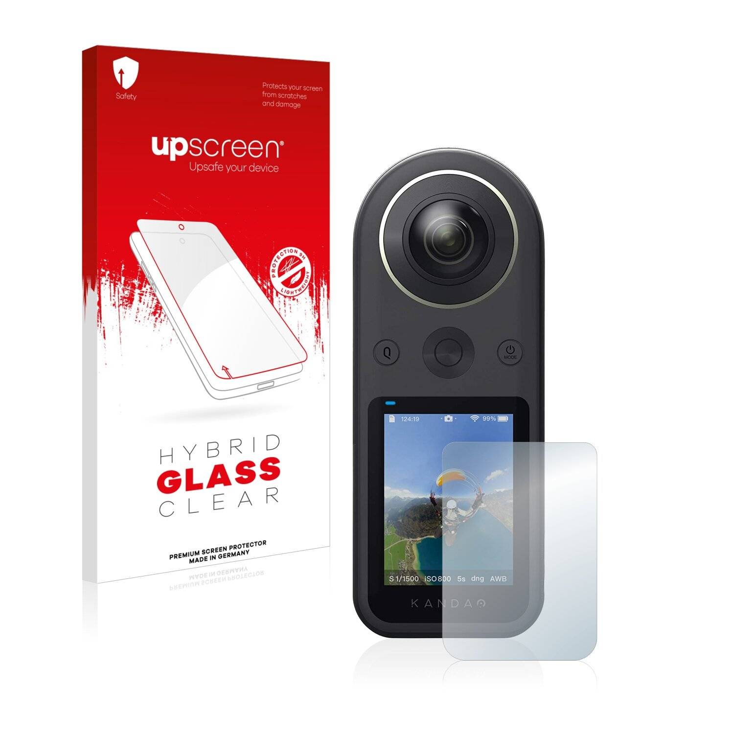 upscreen Hybrid Glass Clear Premium Schutzglas Folie für Kandao QooCam