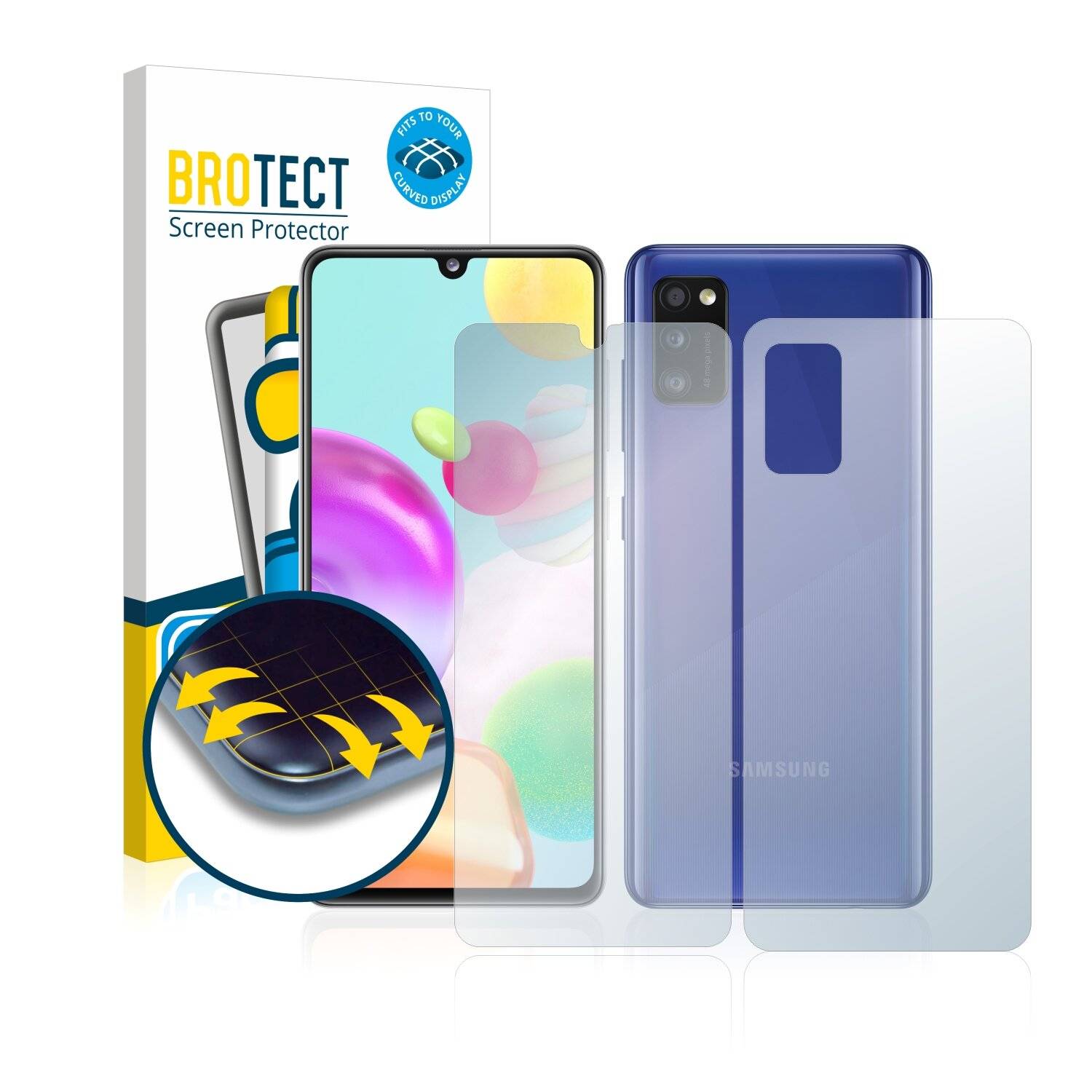 2x BROTECT Flex Matte Full-Cover Displayschutzfolie für Samsung Galaxy A41 (Vorder +