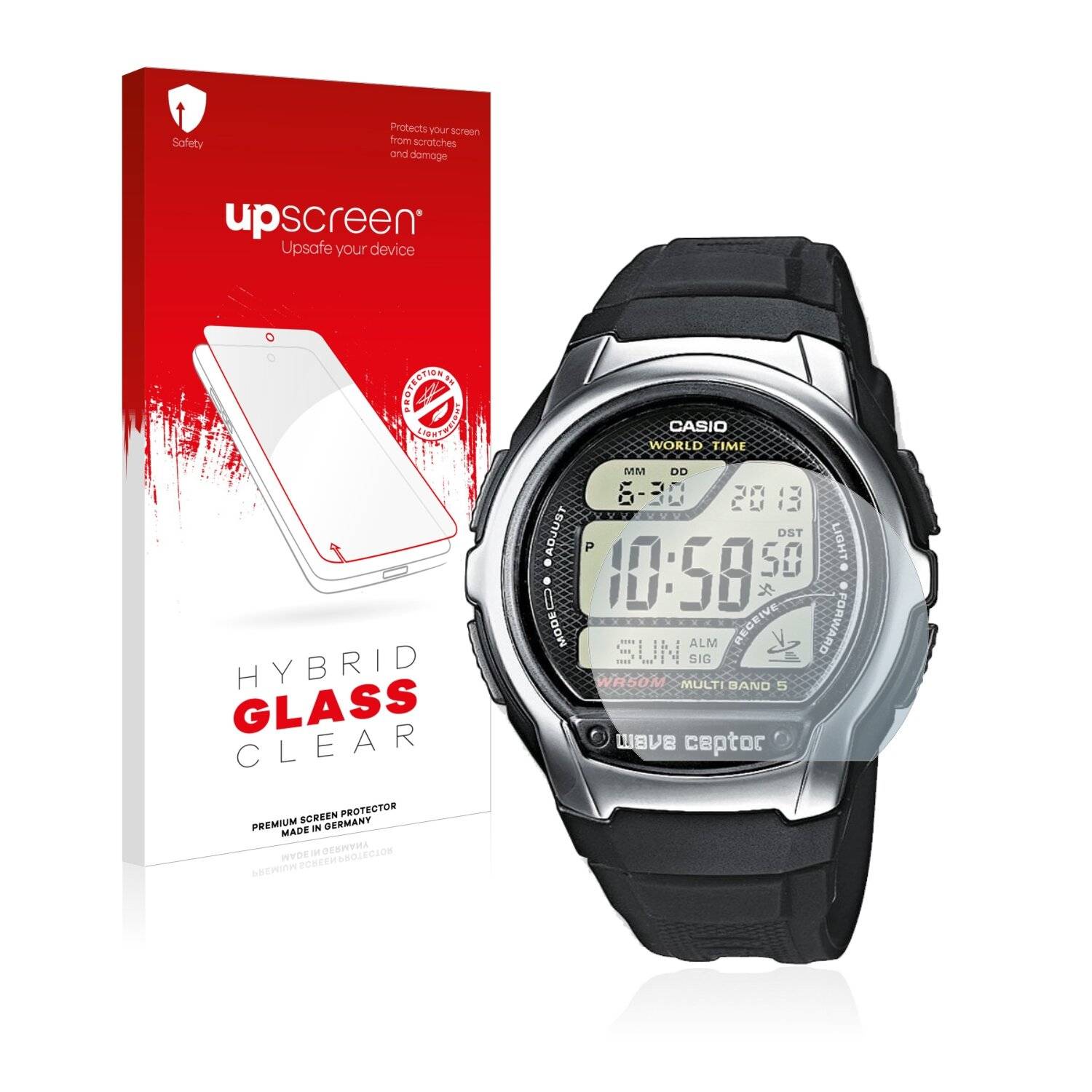 upscreen Hybrid Glass Clear Premium Schutzglas Folie für Casio