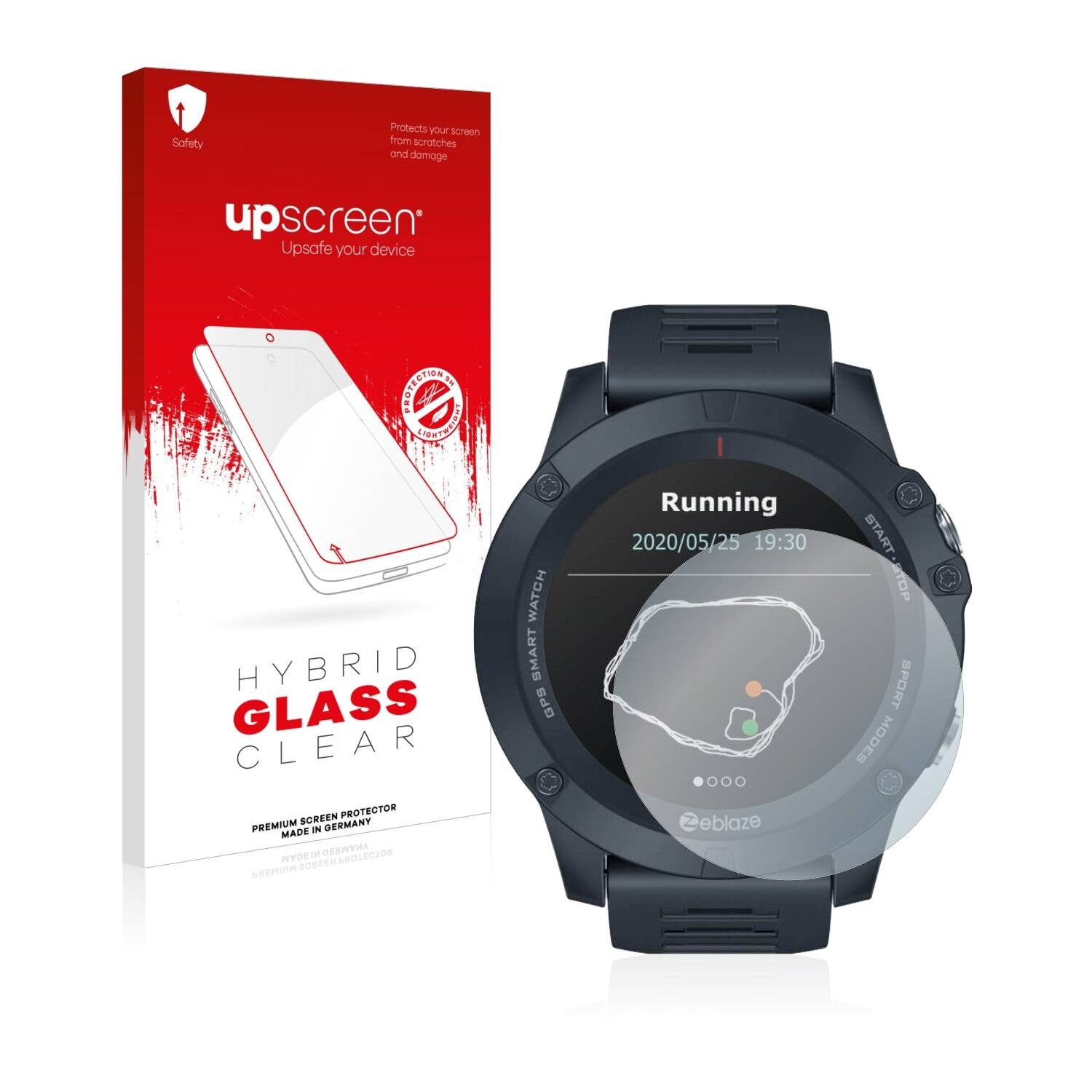 upscreen Hybrid Glass Clear Premium Schutzglas Folie für Zeblaze Vibe 3