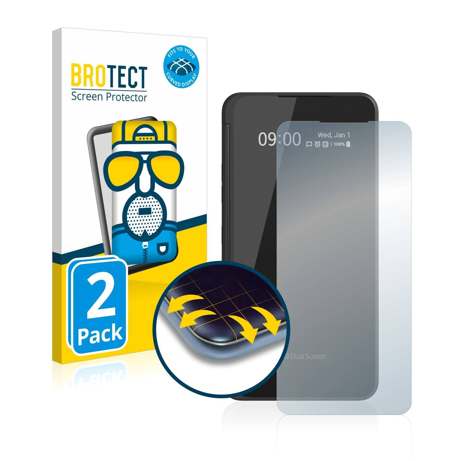 2x BROTECT Flex Matte Full-Cover Displayschutzfolie für LG G8X ThinQ (Äußeres