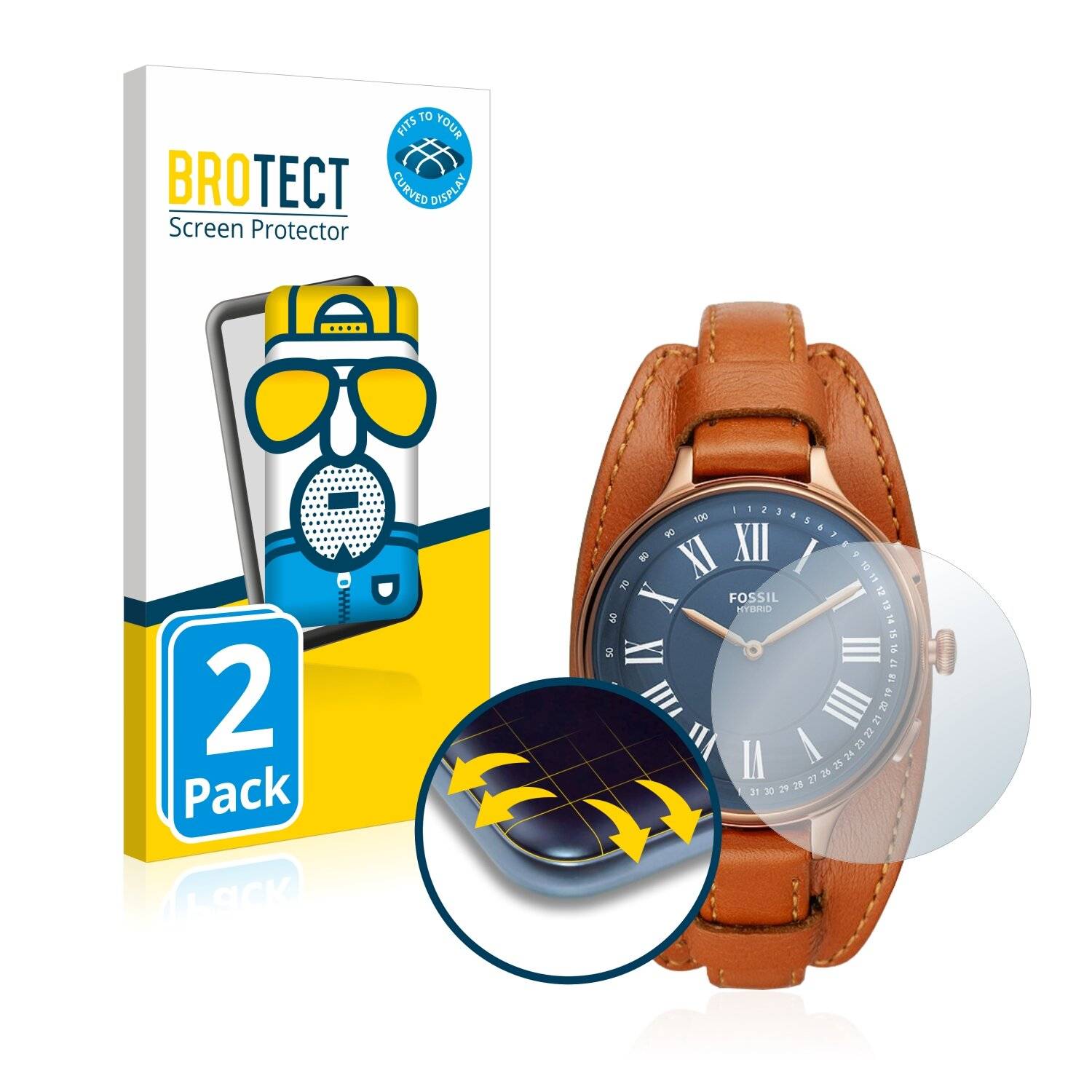 2x BROTECT Flex Matte Full-Cover Displayschutzfolie für Fossil Hybrid