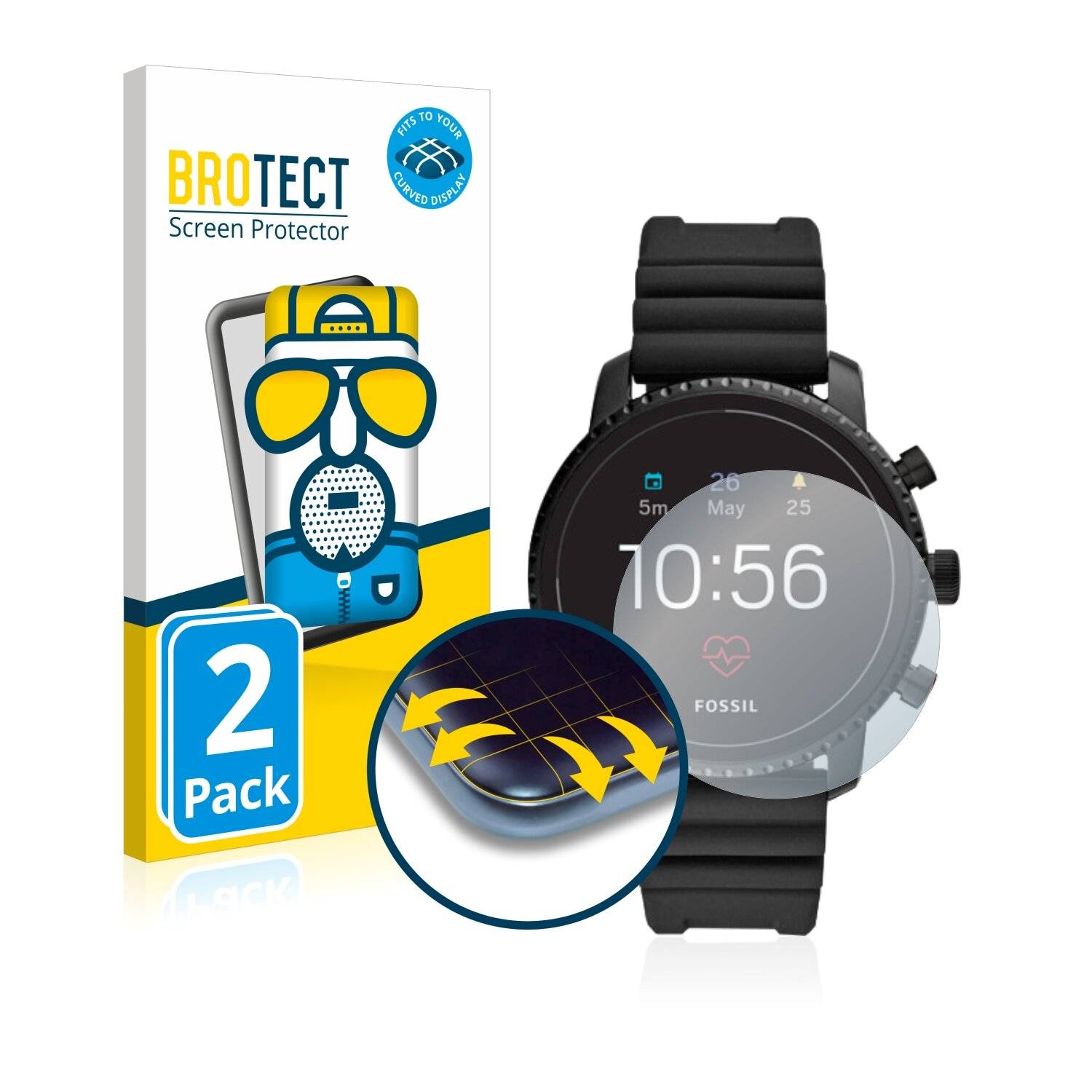 2x BROTECT Flex Matte Full-Cover Displayschutzfolie für Fossil Q Explorist HR