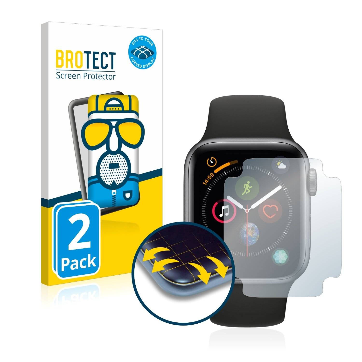 2x BROTECT Flex Matte Full-Cover Displayschutzfolie für Apple Watch Series 4 (40