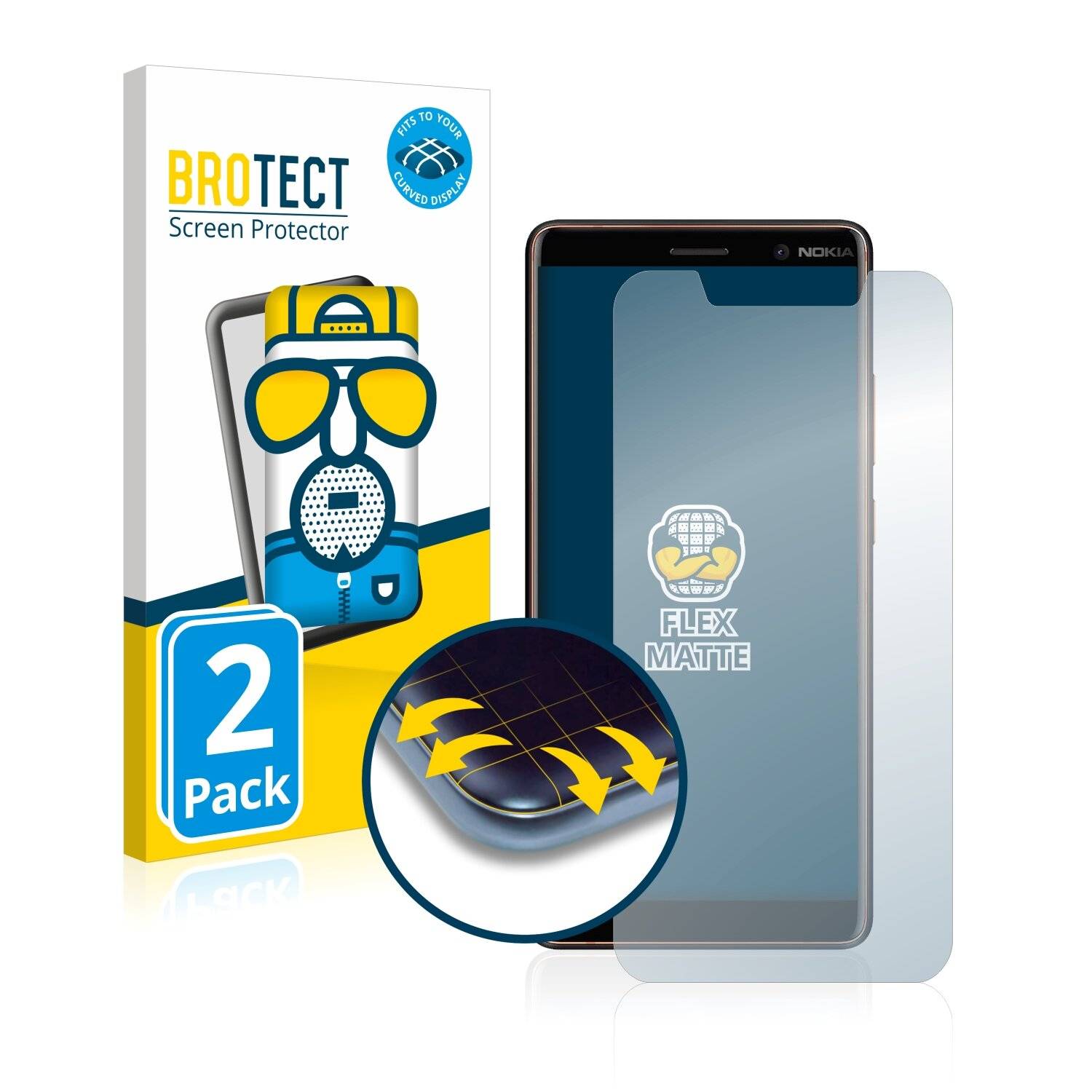 2x BROTECT Flex Matte Full-Cover Displayschutzfolie für Nokia 7.1