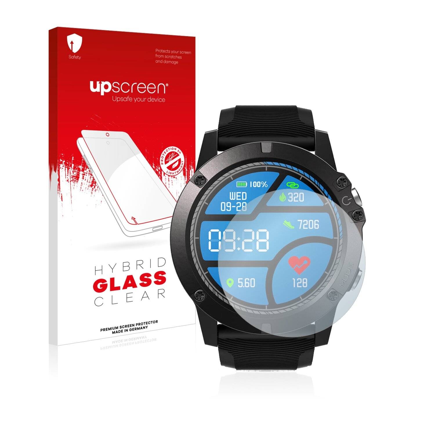upscreen Hybrid Glass Clear Premium Schutzglas Folie für Zeblaze Vibe 3