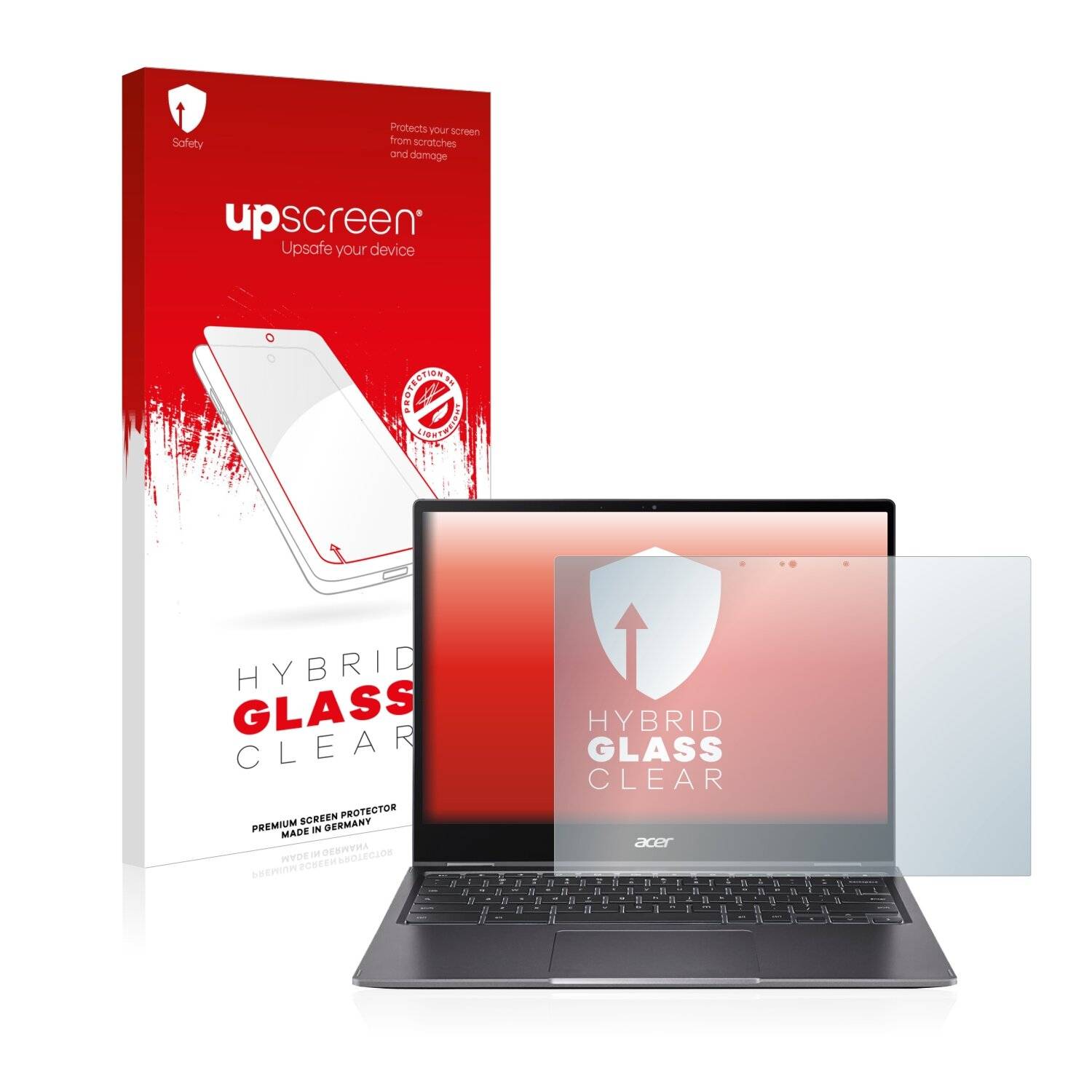 upscreen Hybrid Glass Clear Premium Schutzglas Folie für Acer Chromebook Spin