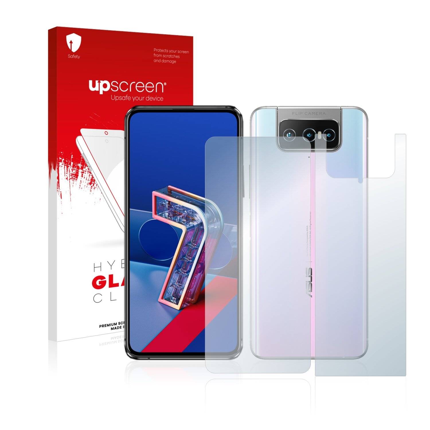 upscreen Hybrid Glass Clear Premium Schutzglas Folie für Asus Zenfone 7 Pro ZS671KS (Vorder +