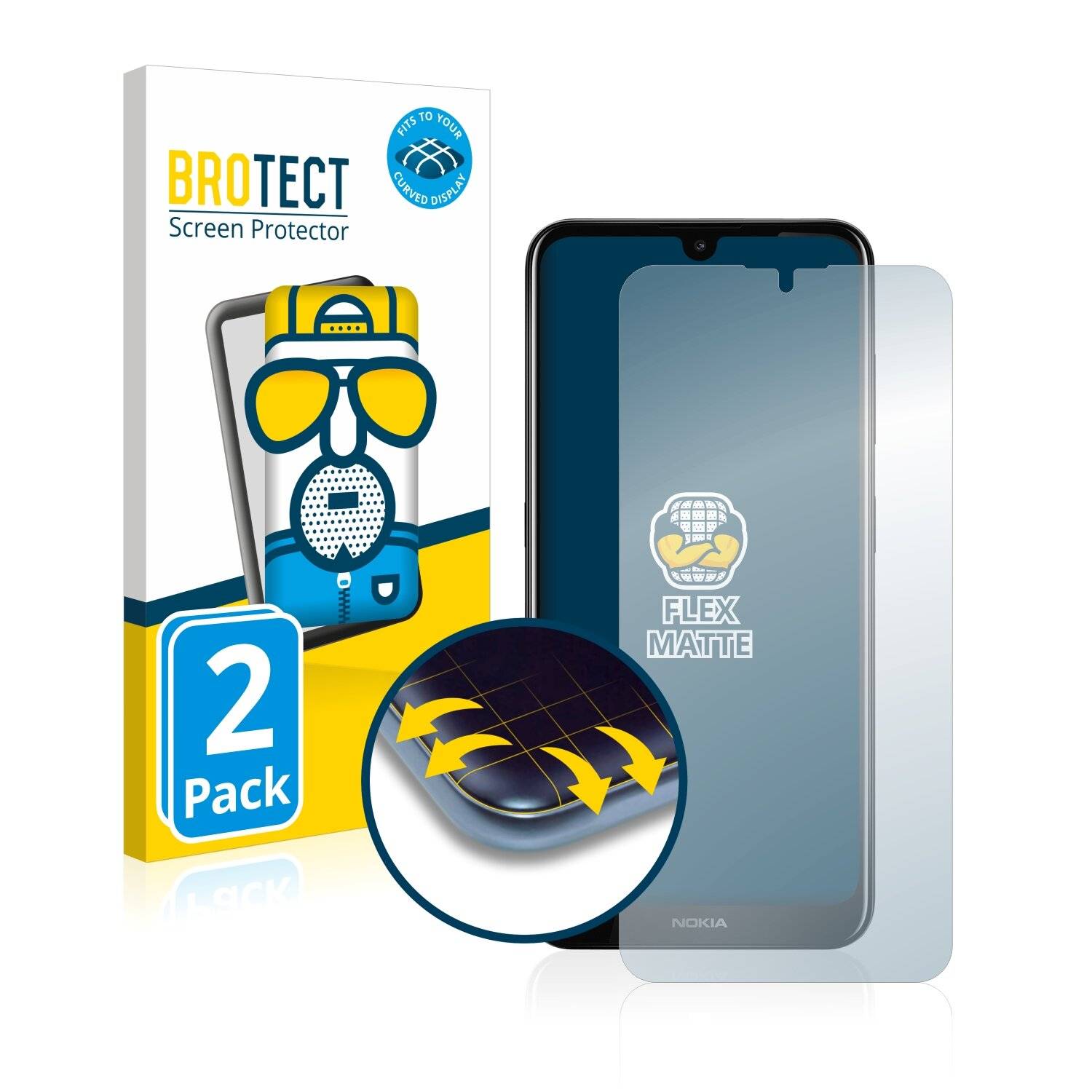 2x BROTECT Flex Matte Full-Cover Displayschutzfolie für Nokia