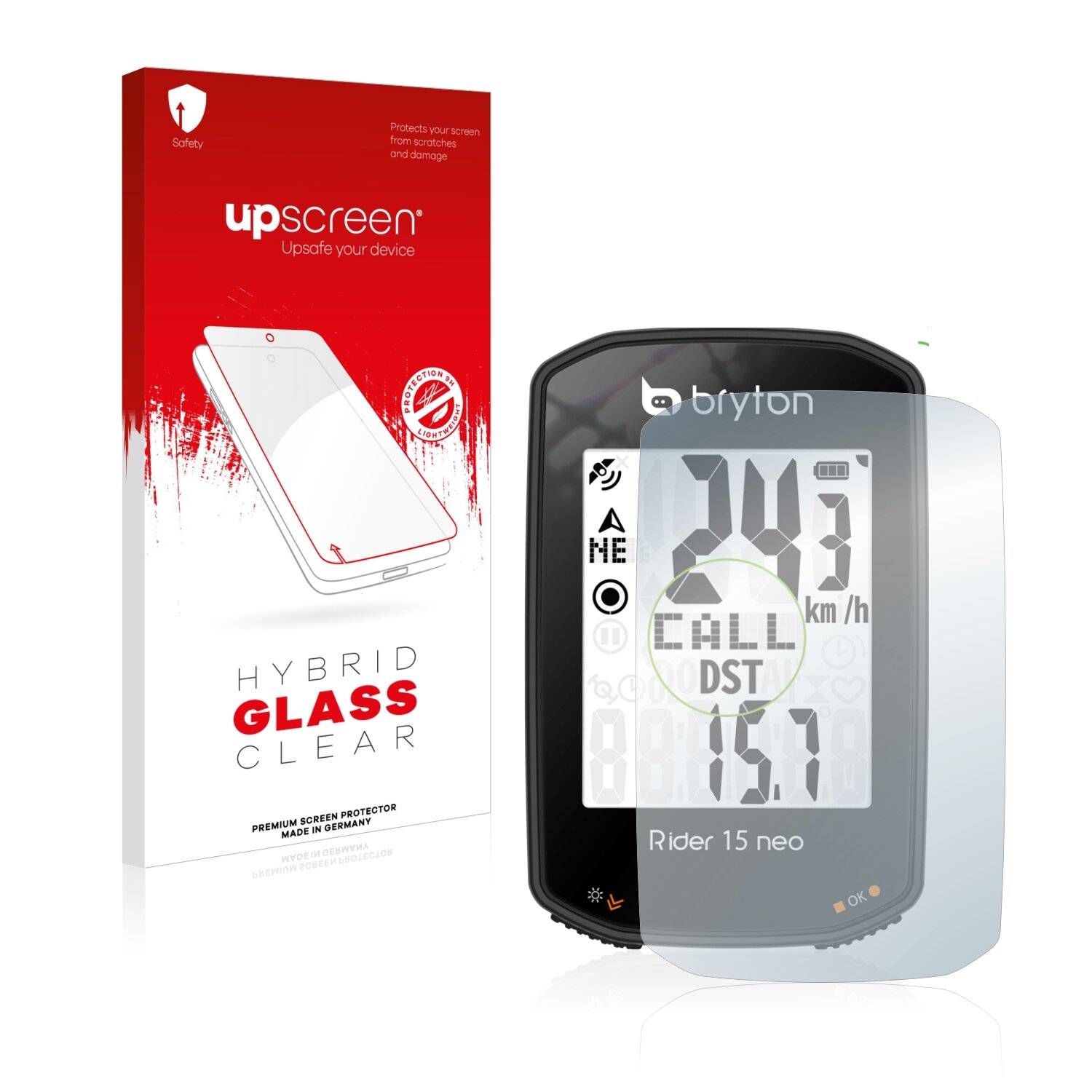 upscreen Hybrid Glass Clear Premium Schutzglas Folie für Bryton Rider 15