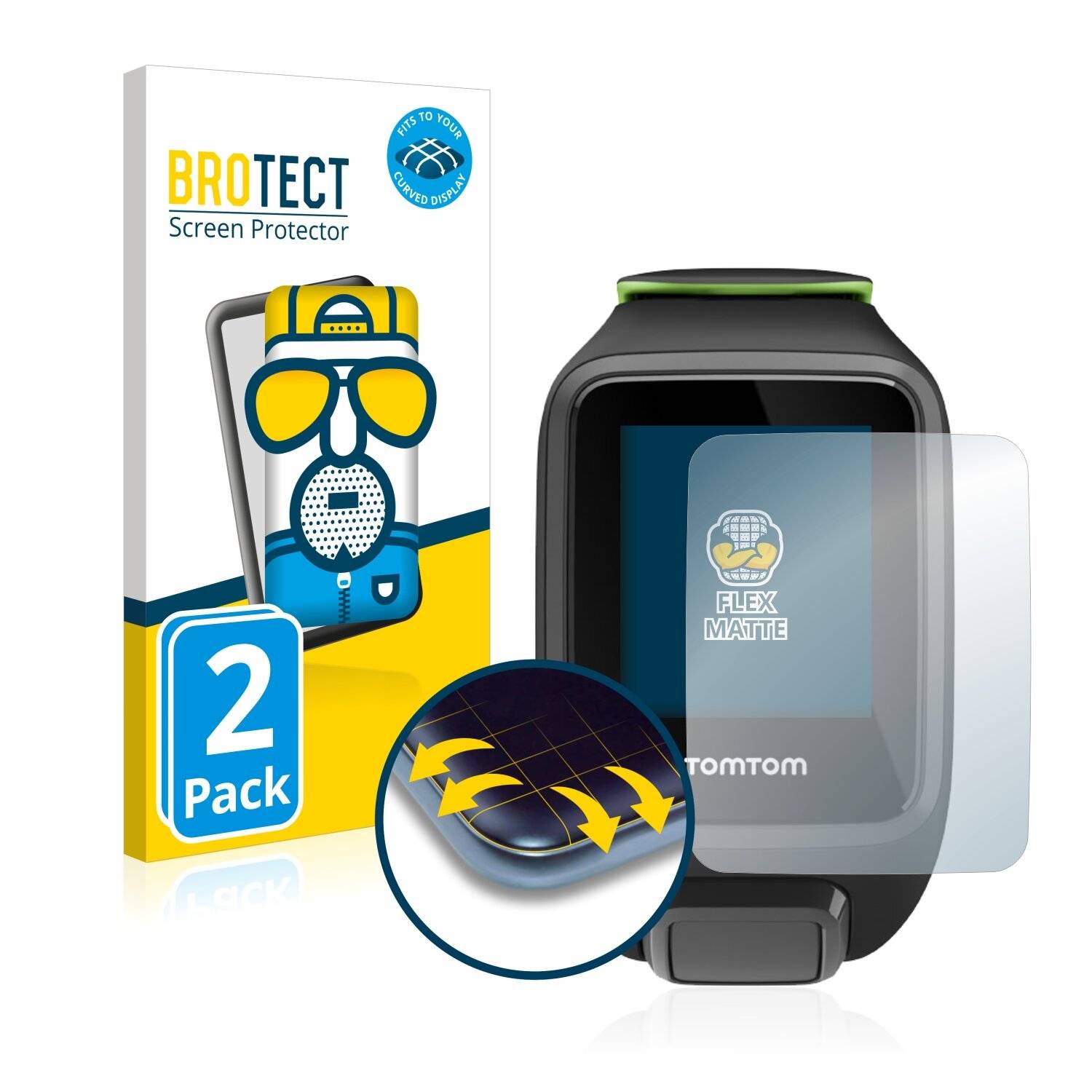 2x BROTECT Flex Matte Full-Cover Displayschutzfolie für TomTom Runner 3