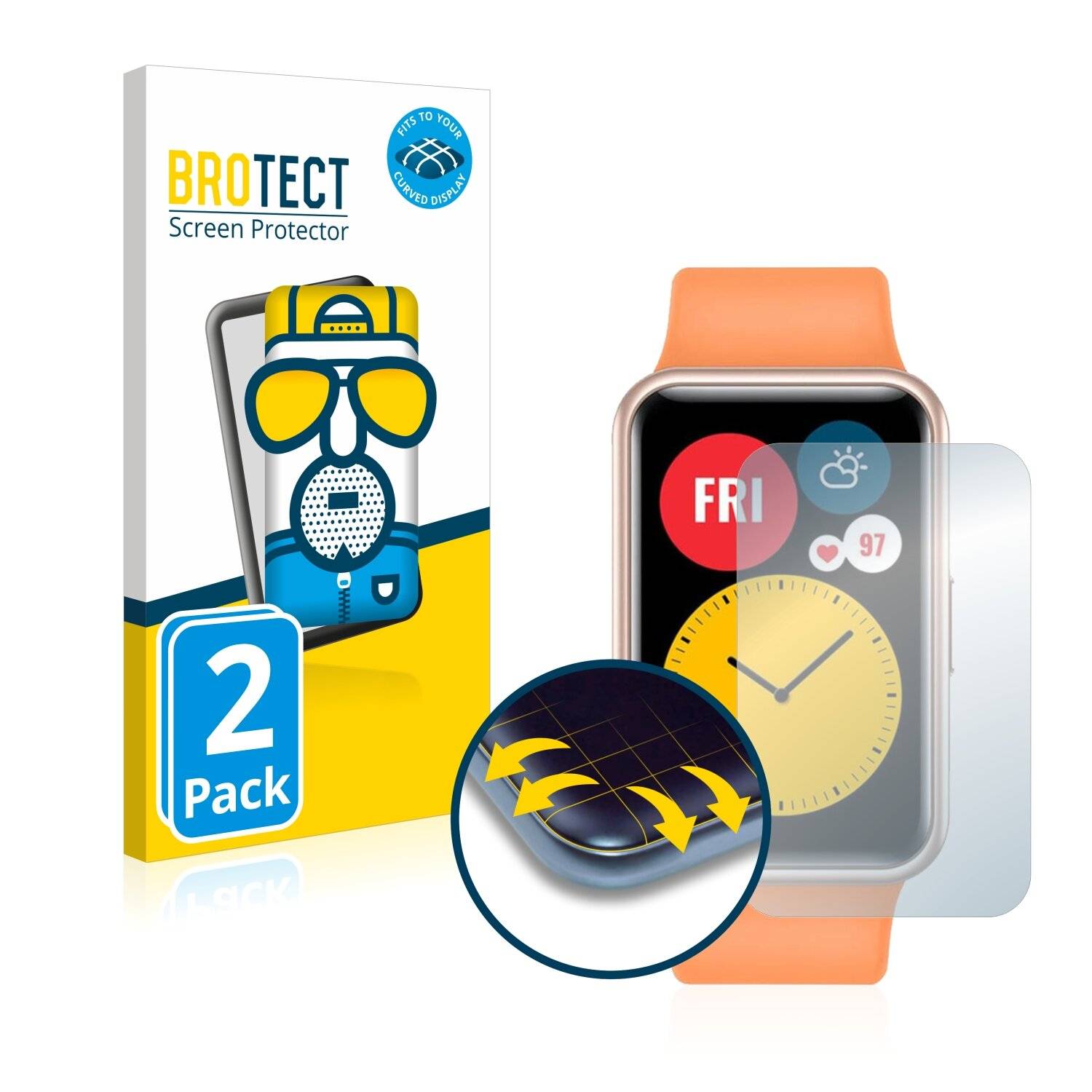2x BROTECT Flex Matte Full-Cover Displayschutzfolie für Huawei Watch