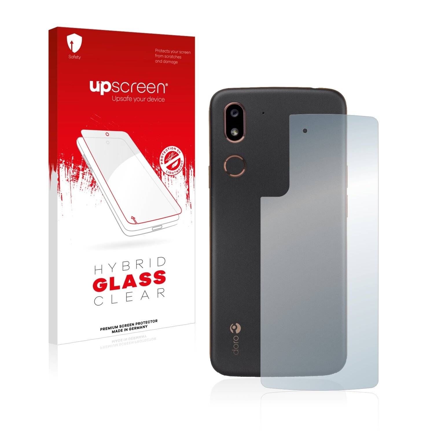 upscreen Hybrid Glass Clear Premium Schutzglas Folie für Doro 8080