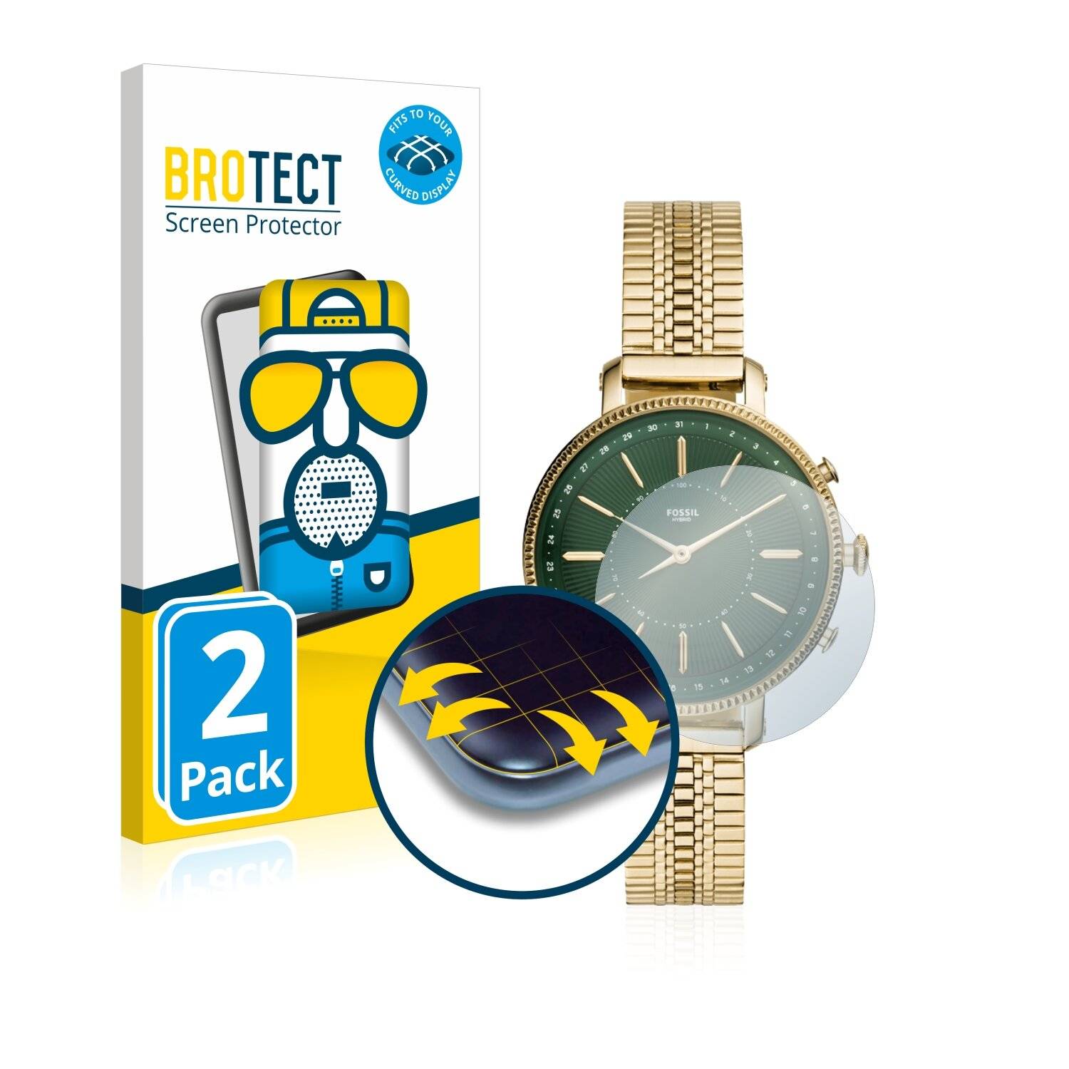2x BROTECT Flex Matte Full-Cover Displayschutzfolie für Fossil Q