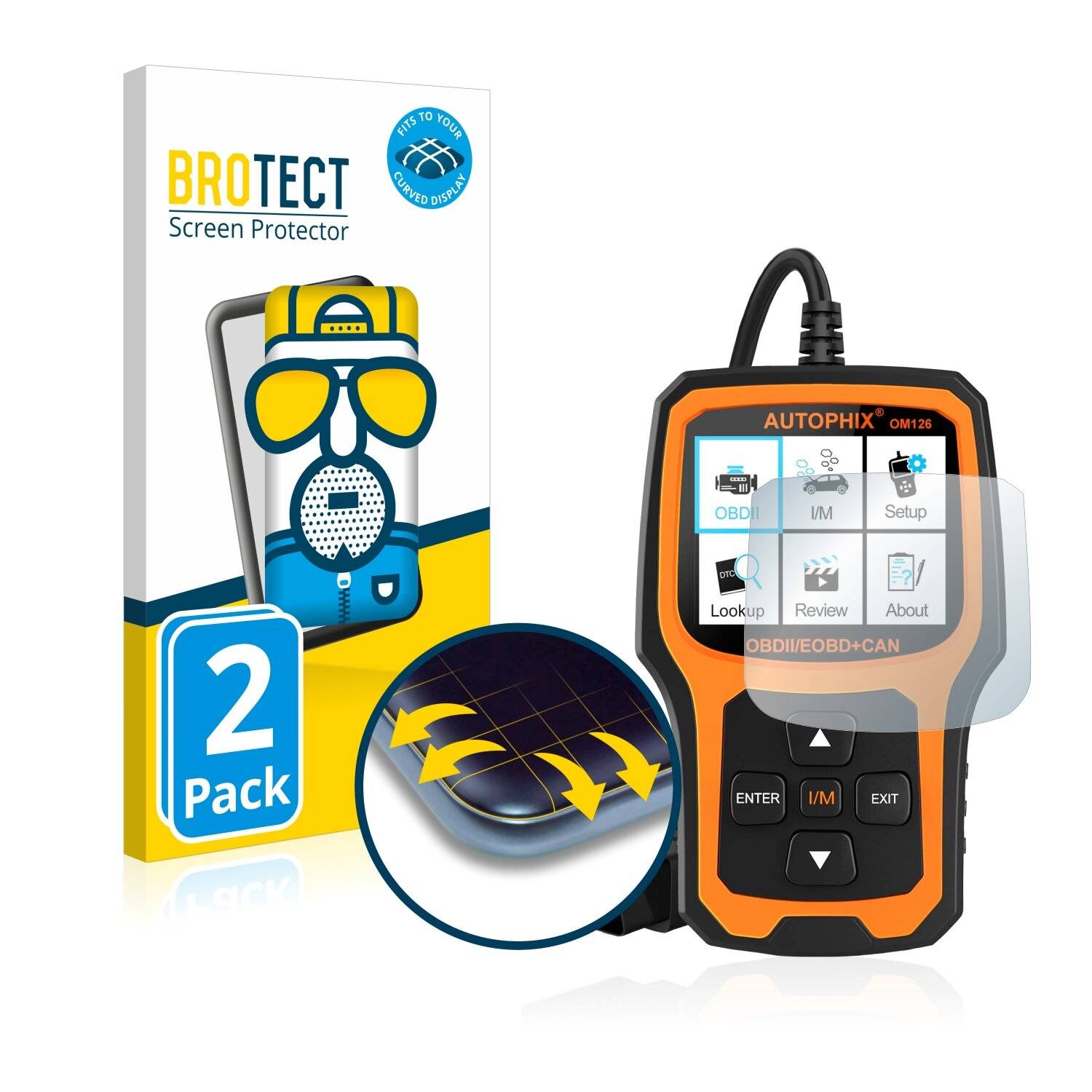 2x BROTECT Flex Matte Full-Cover Displayschutzfolie für Autophix OBD Mate