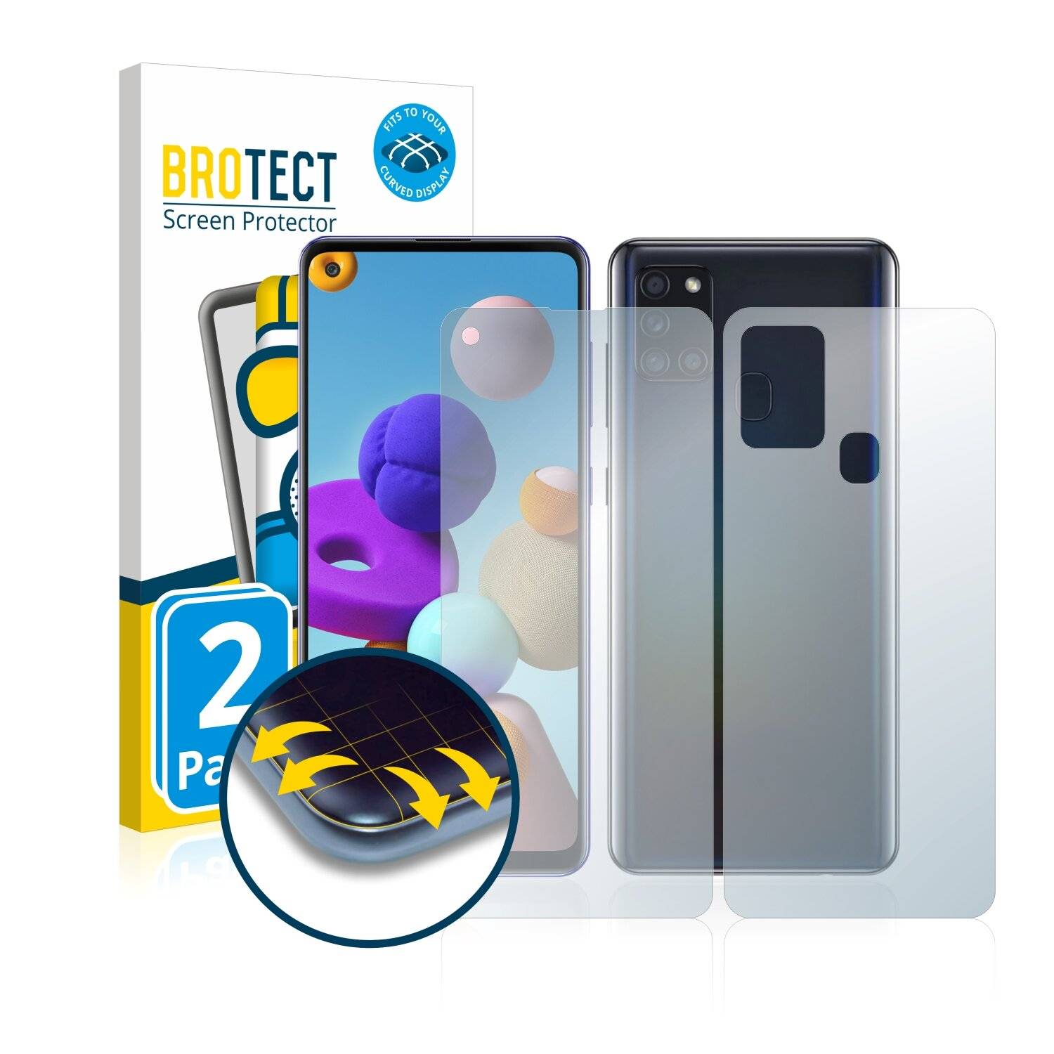2x BROTECT Flex Matte Full-Cover Displayschutzfolie für Samsung Galaxy A21s (Vorder +