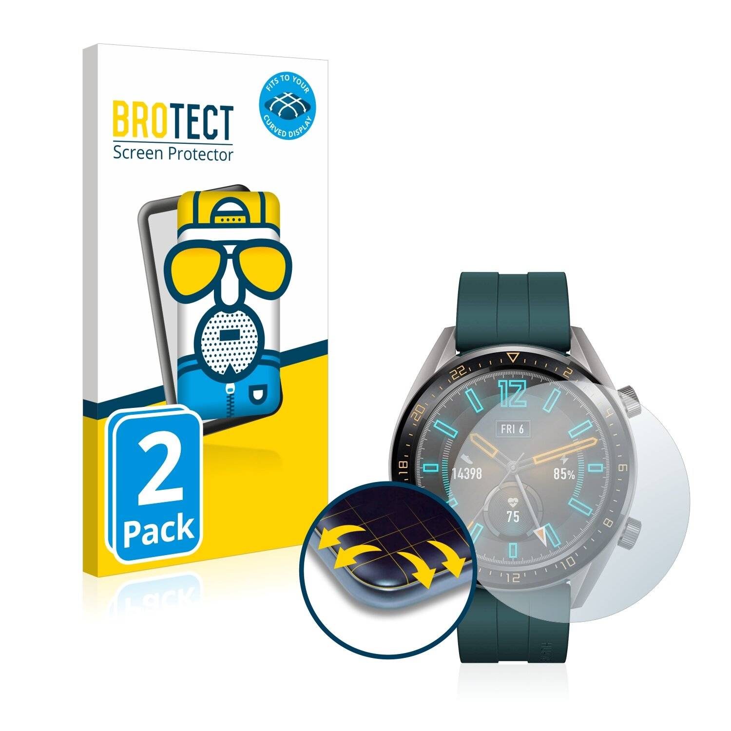 2x BROTECT Flex Matte Full-Cover Displayschutzfolie für Huawei Watch GT