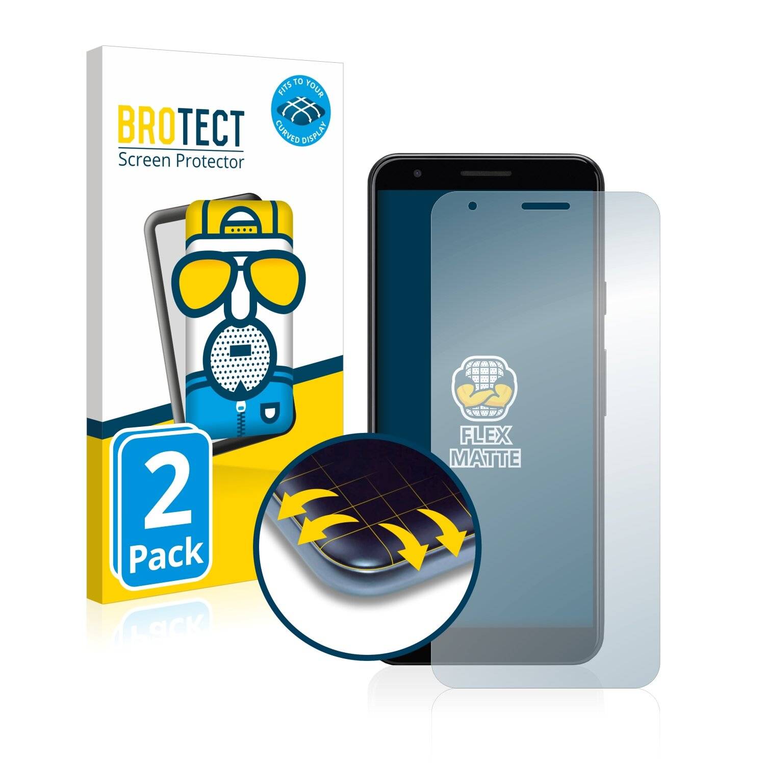 2x BROTECT Flex Matte Full-Cover Displayschutzfolie für Google Pixel 3a
