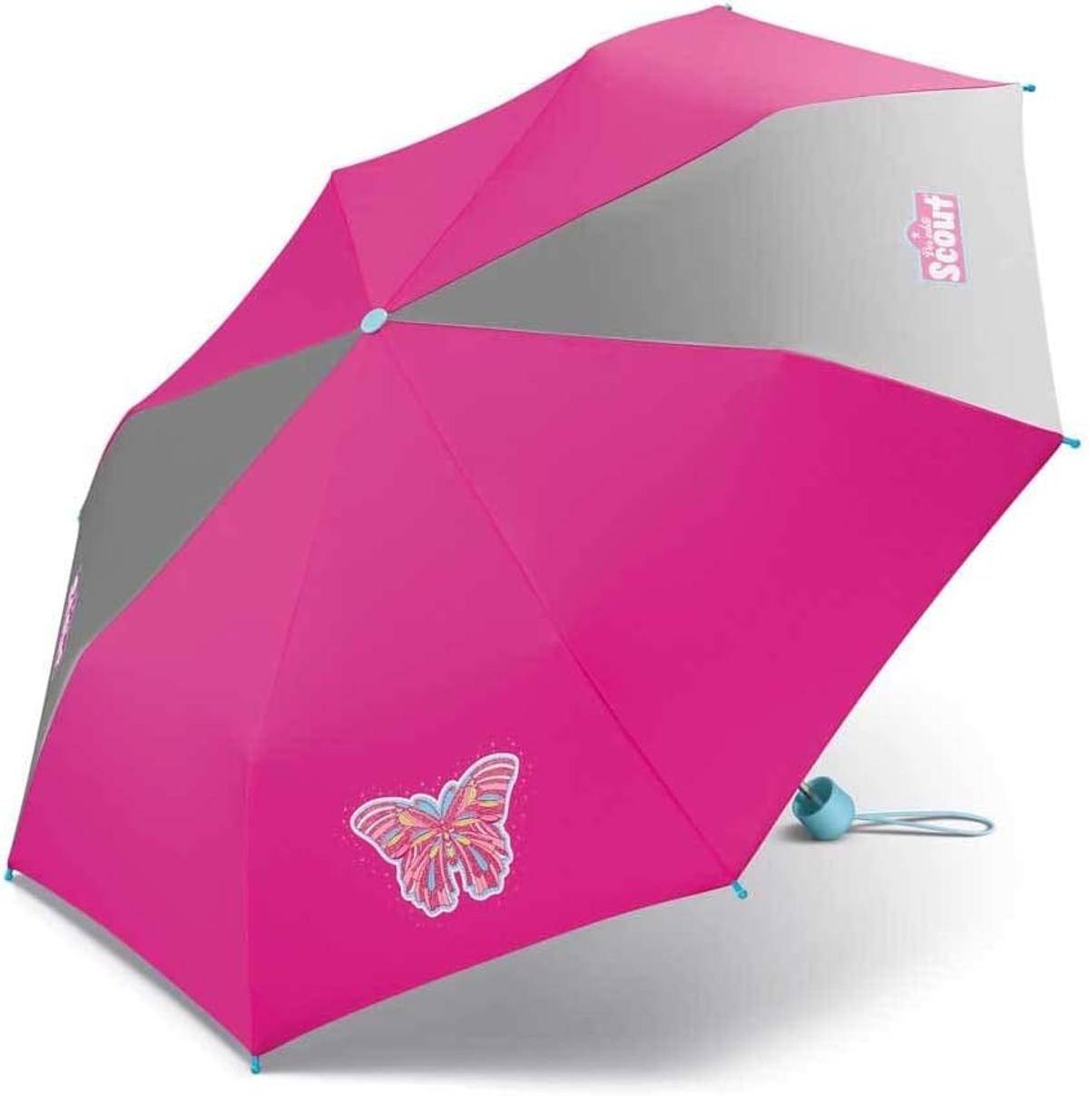 Scout Kinder Regenschirm Taschenschirm Reflektionsflächen leicht Schmetterling