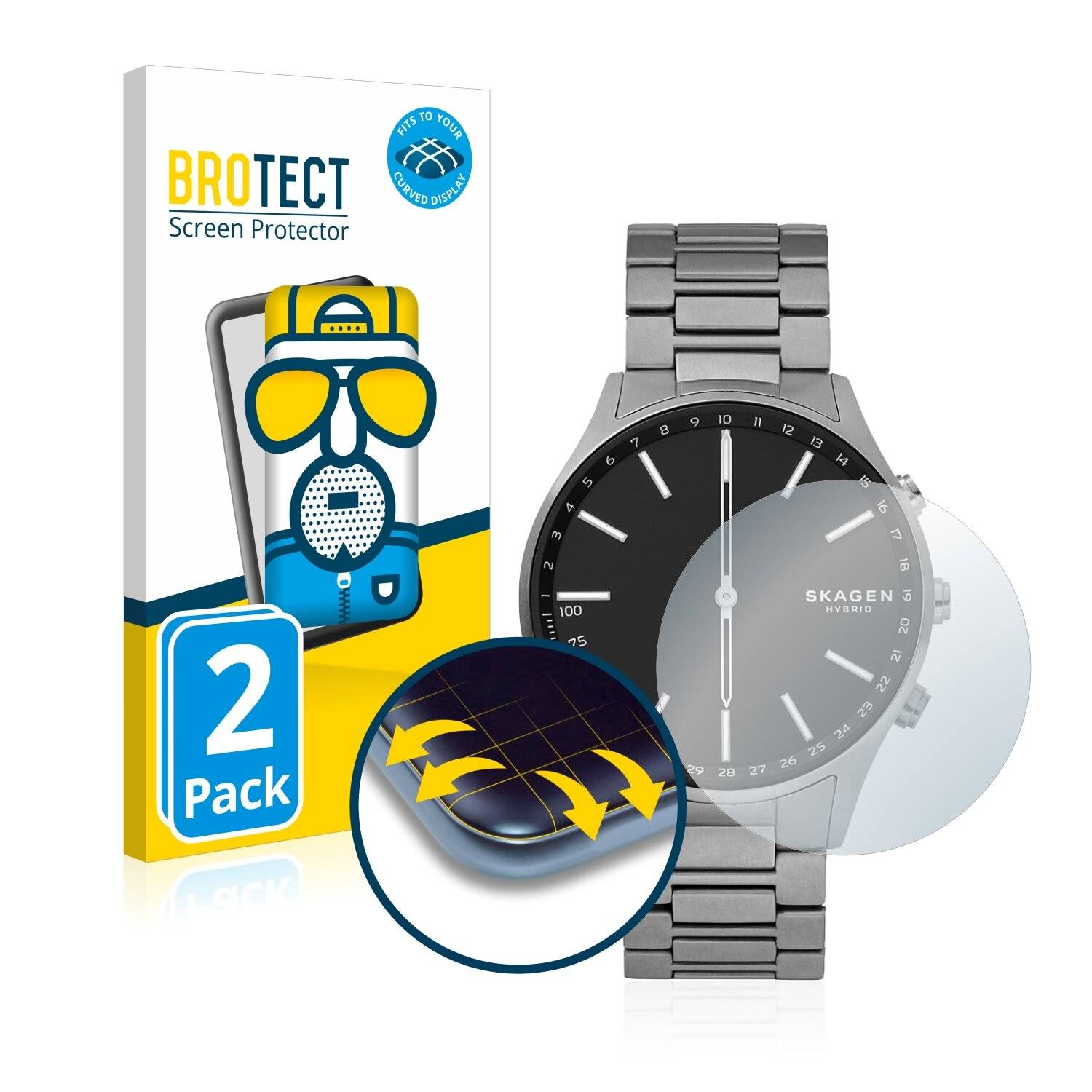 2x BROTECT Flex Matte Full-Cover Displayschutzfolie für Skagen Hybrid Smartwatch