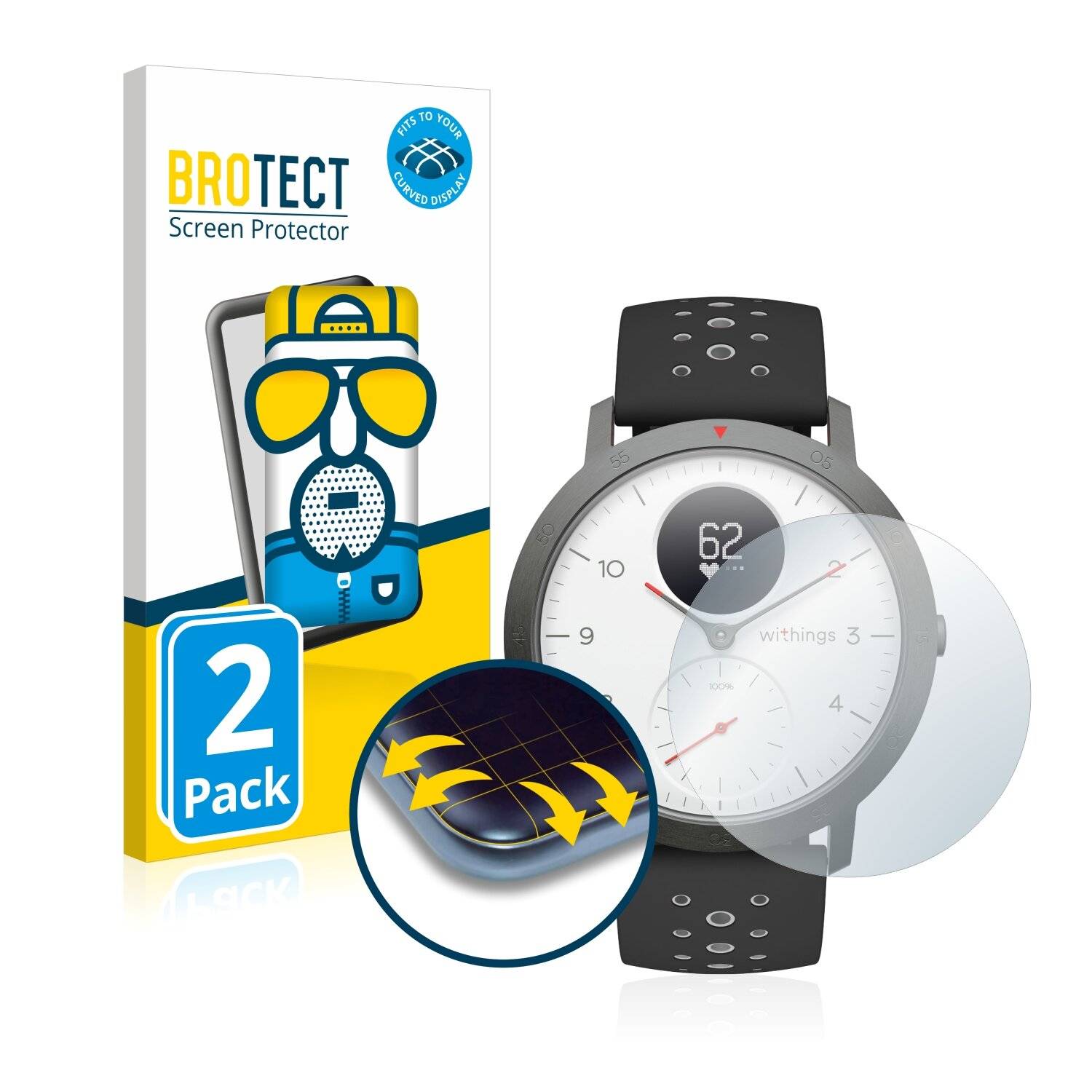 2x BROTECT Flex Matte Full-Cover Displayschutzfolie für Withings Steel HR Sport (40