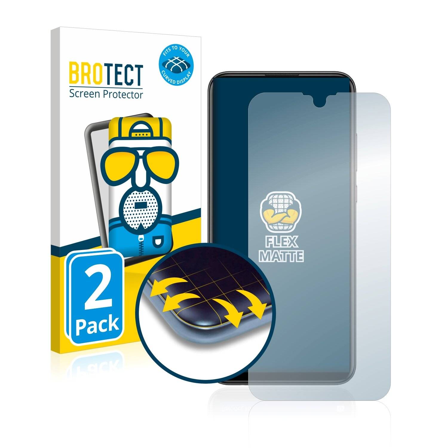 2x BROTECT Flex Matte Full-Cover Displayschutzfolie für Huawei P smart