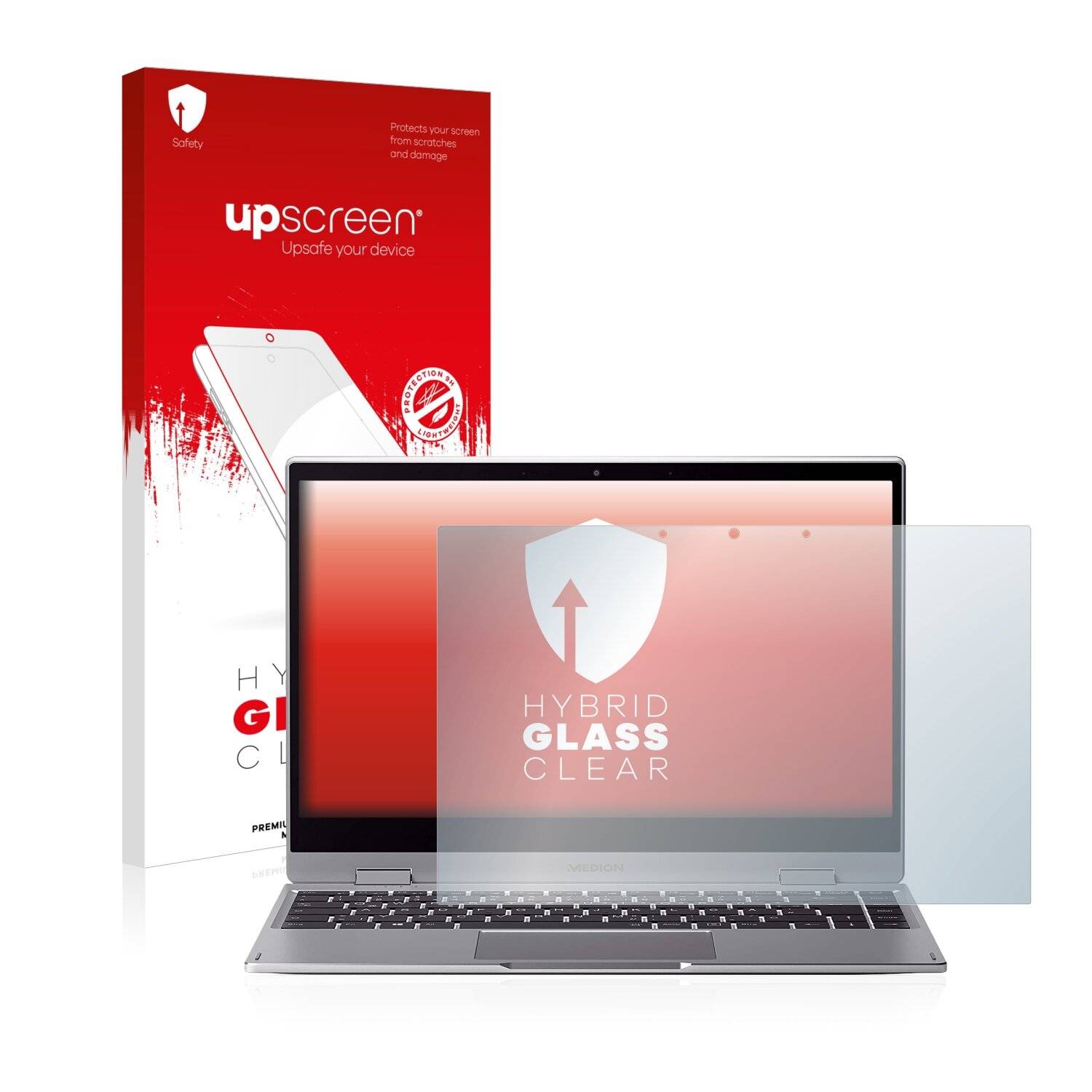 upscreen Hybrid Glass Clear Premium Schutzglas Folie für Medion Akoya