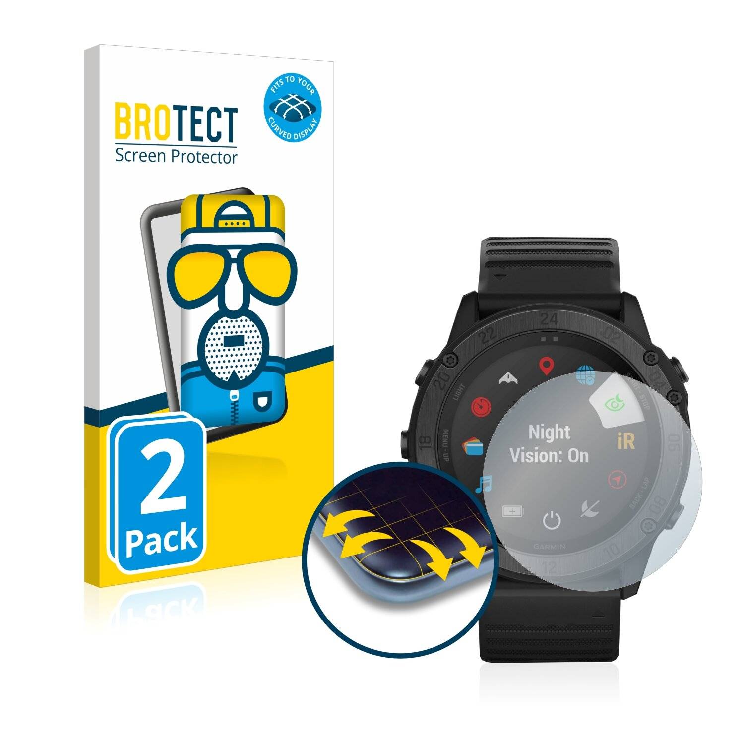 2x BROTECT Flex Matte Full-Cover Displayschutzfolie für Garmin Tactix