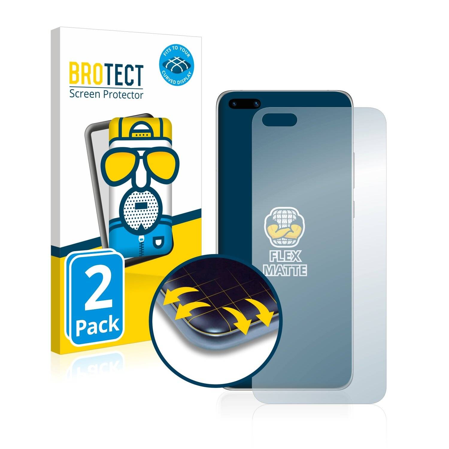 2x BROTECT Flex Matte Full-Cover Displayschutzfolie für Huawei P40