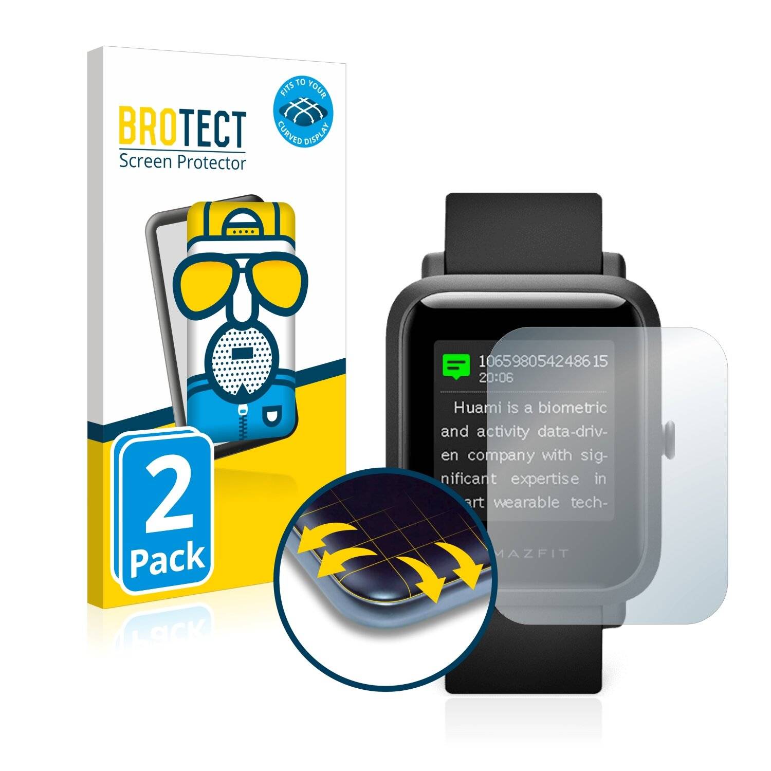 2x BROTECT Flex Matte Full-Cover Displayschutzfolie für Huami Amazfit Bip