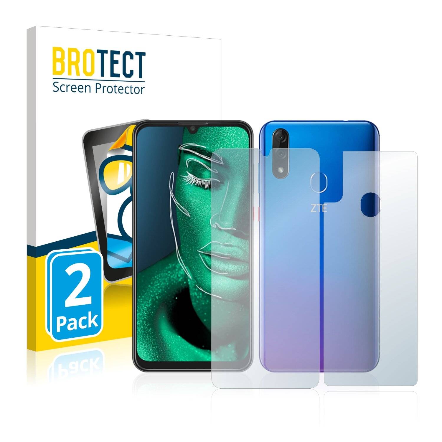 2x BROTECT HD-Clear Displayschutzfolie für ZTE Blade 10 (Vorder +