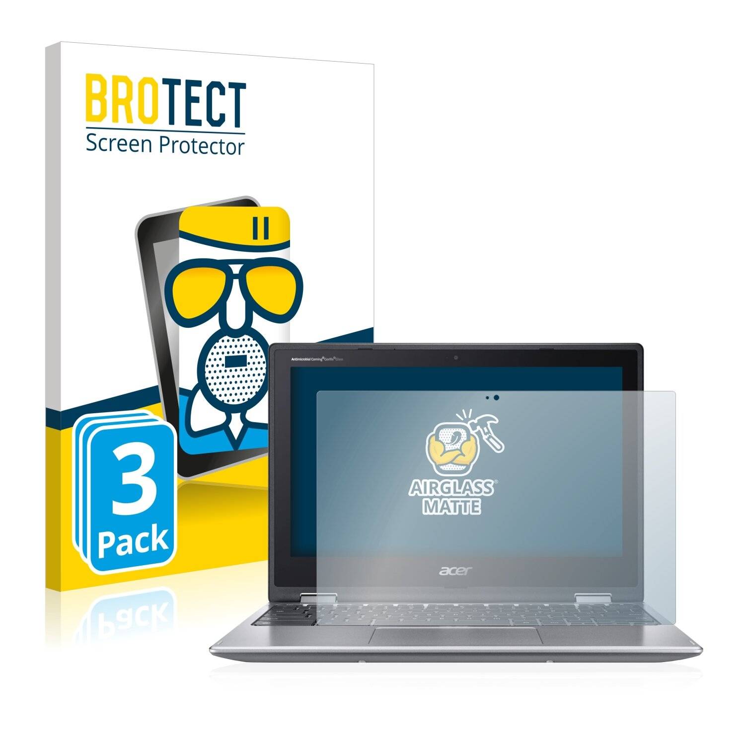 3x BROTECT AirGlass Matte Schutzglas Folie für Acer Chromebook
