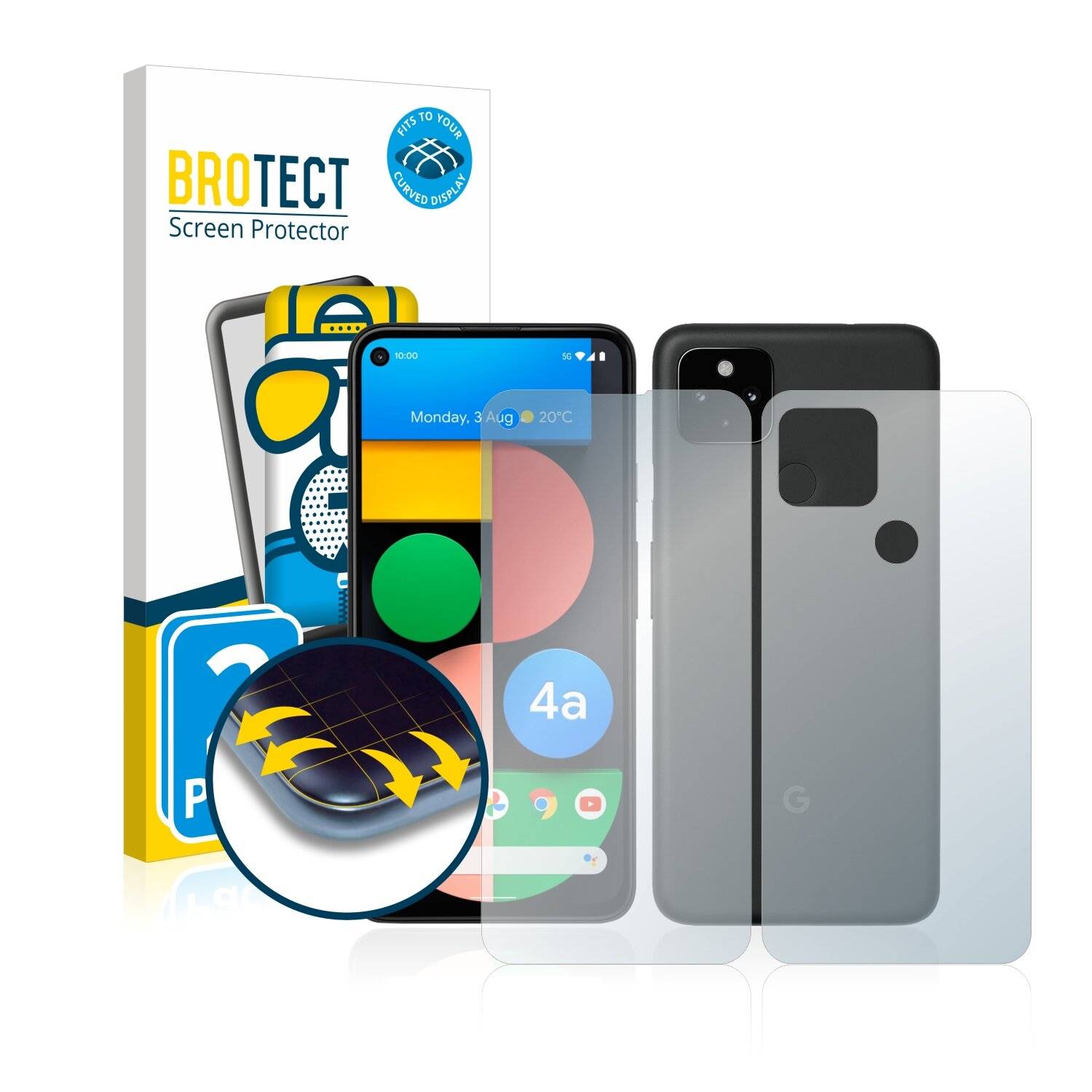 2x BROTECT Flex Matte Full-Cover Displayschutzfolie für Google Pixel 4a 5G (Vorder +