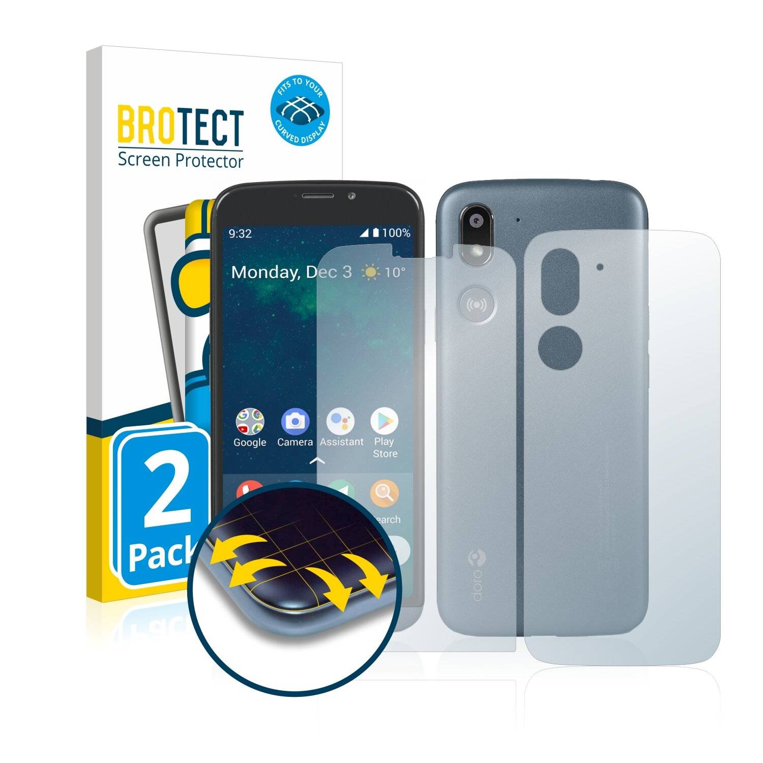 2x BROTECT Flex Matte Full-Cover Displayschutzfolie für Doro 8050 Plus (Vorder +