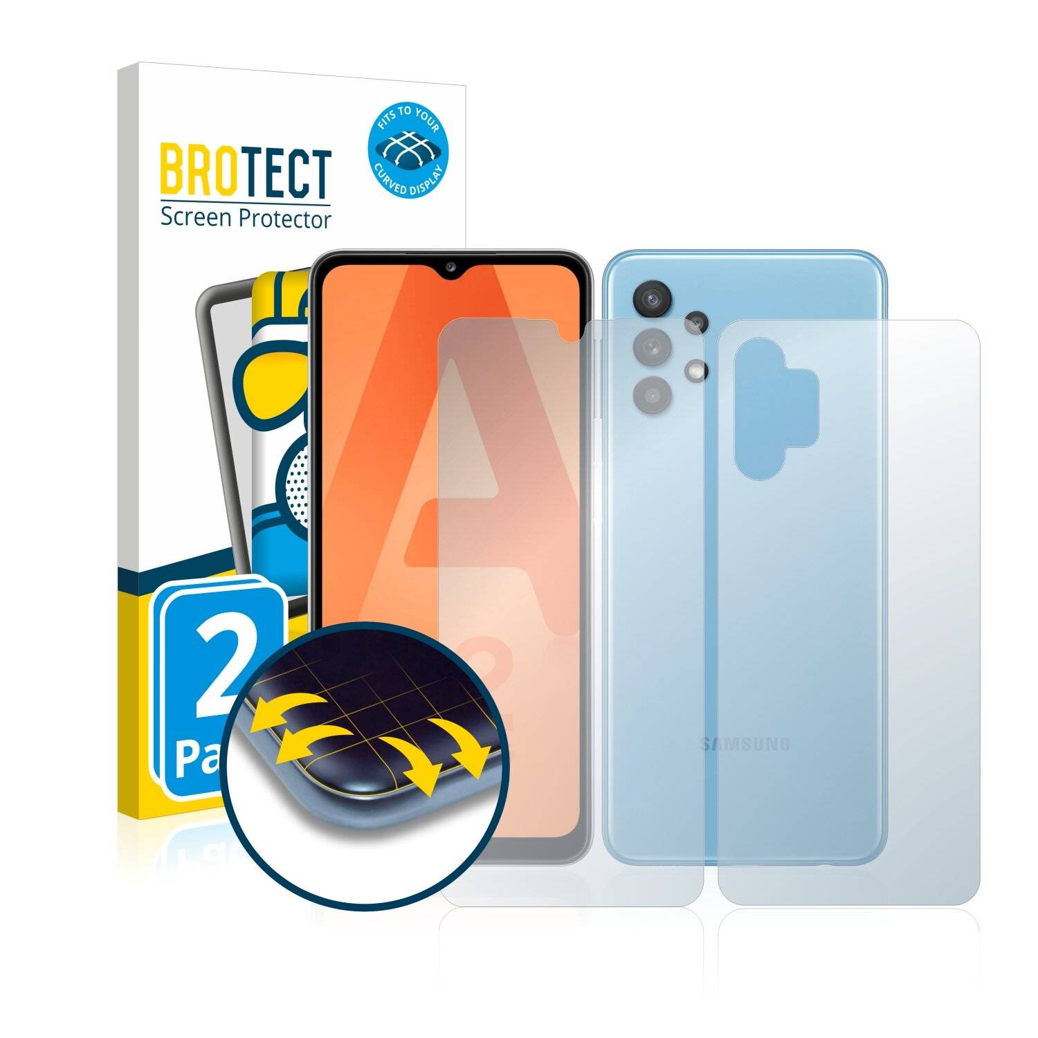 2x BROTECT Flex Matte Full-Cover Displayschutzfolie für Samsung Galaxy A32 5G (Vorder +
