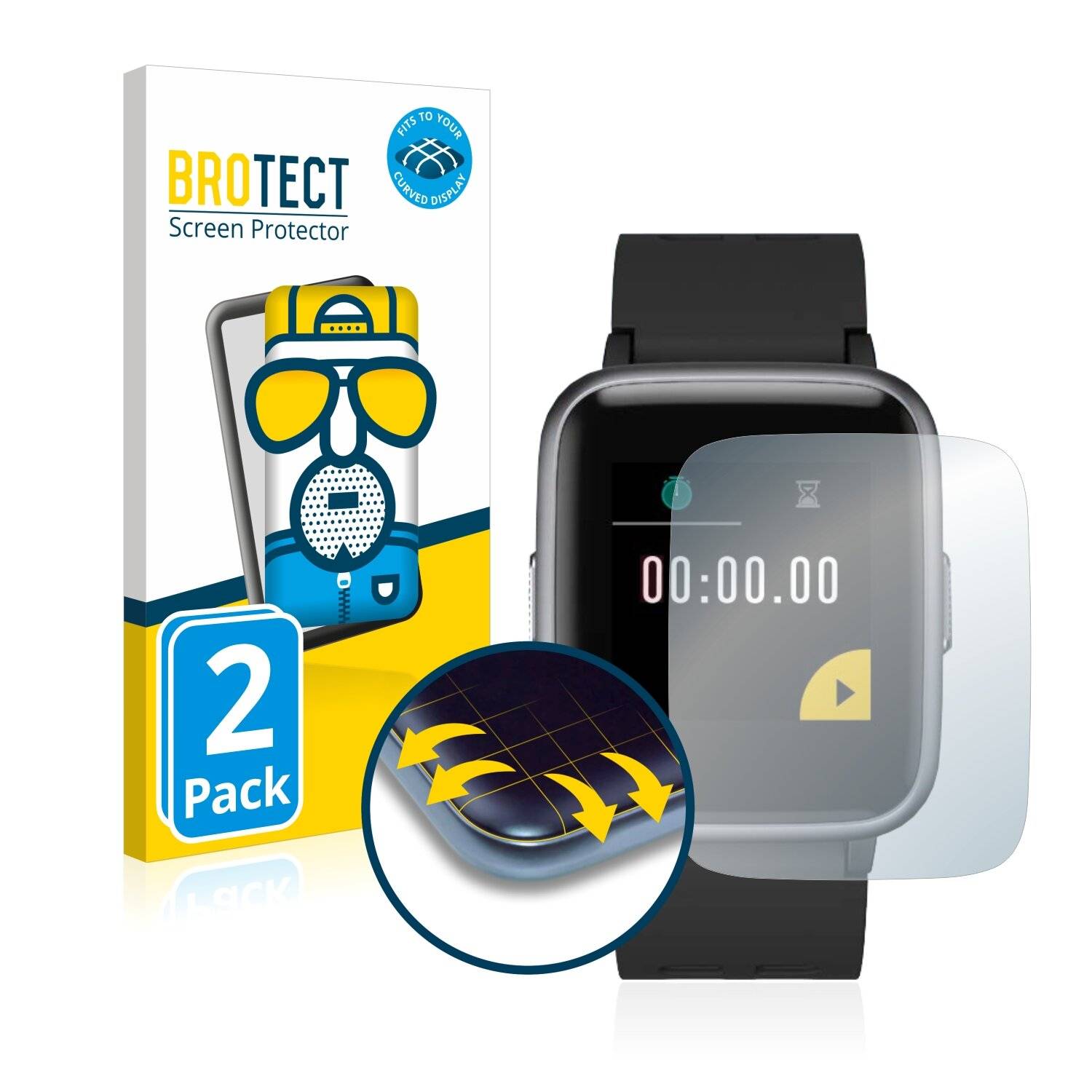 2x BROTECT Flex Matte Full-Cover Displayschutzfolie für Onson Fitness Tracker