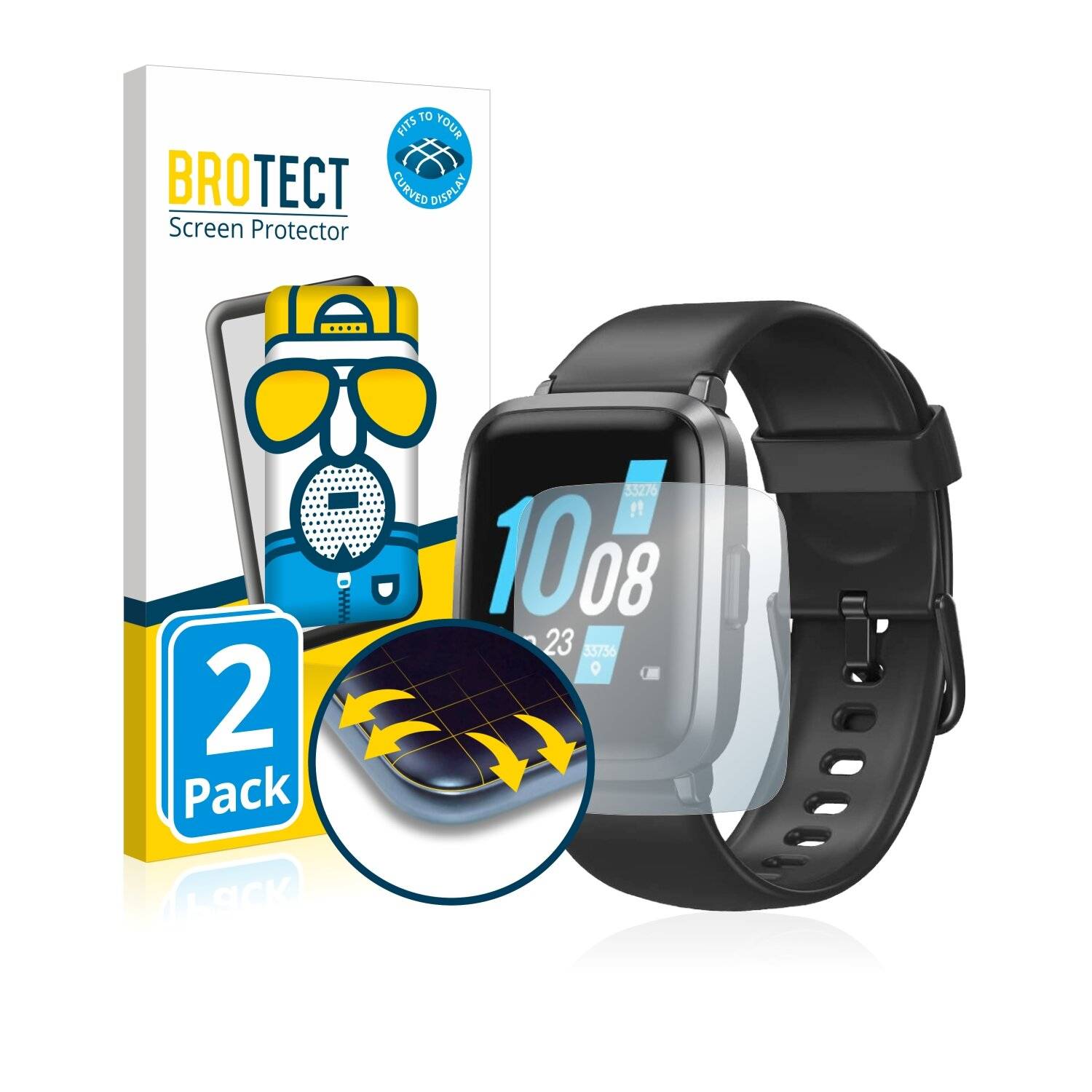 2x BROTECT Flex Matte Full-Cover Displayschutzfolie für Tomshoo Smartwatch